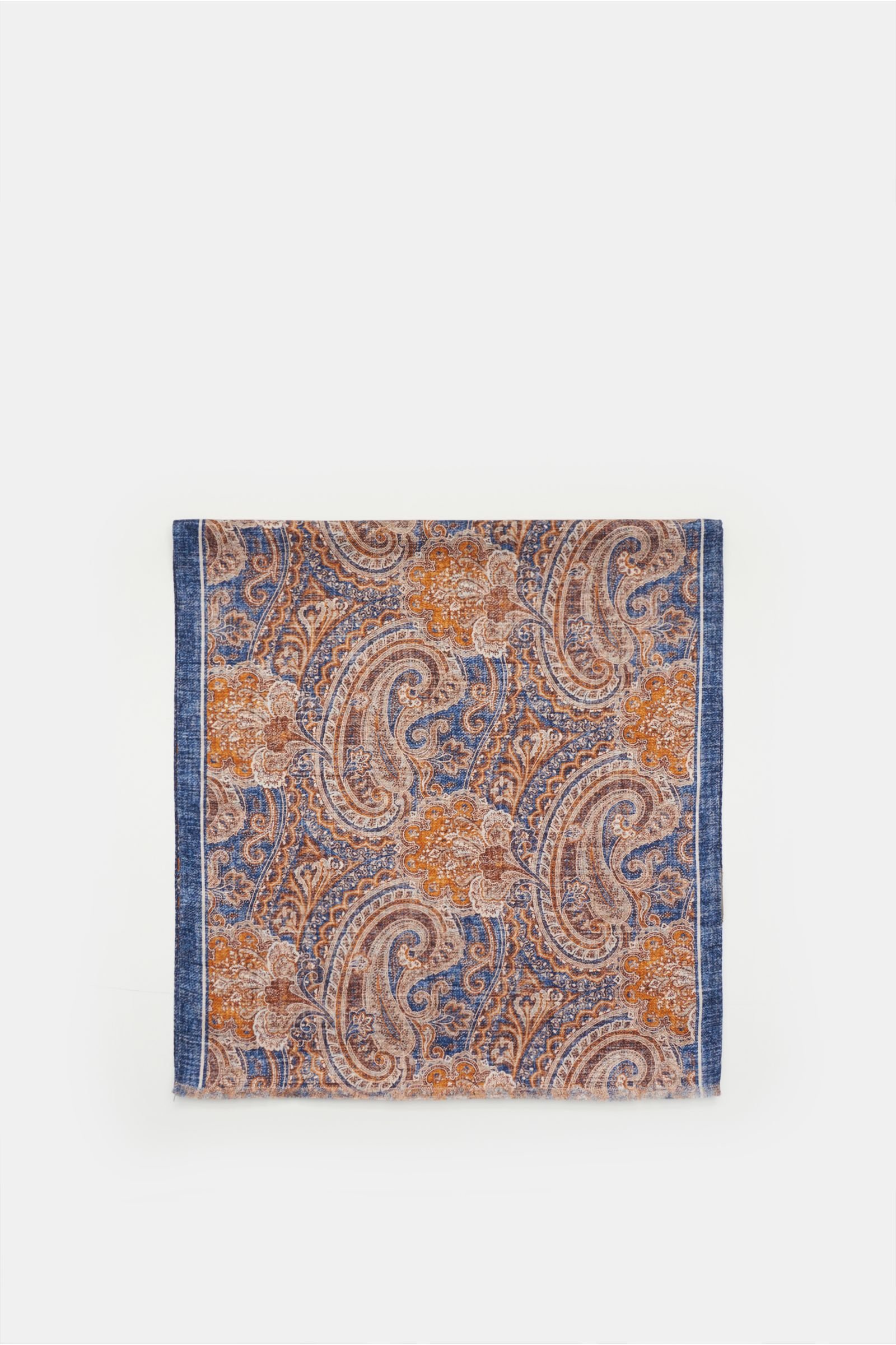 Silk scarf 'Salina' grey-blue/brown patterned