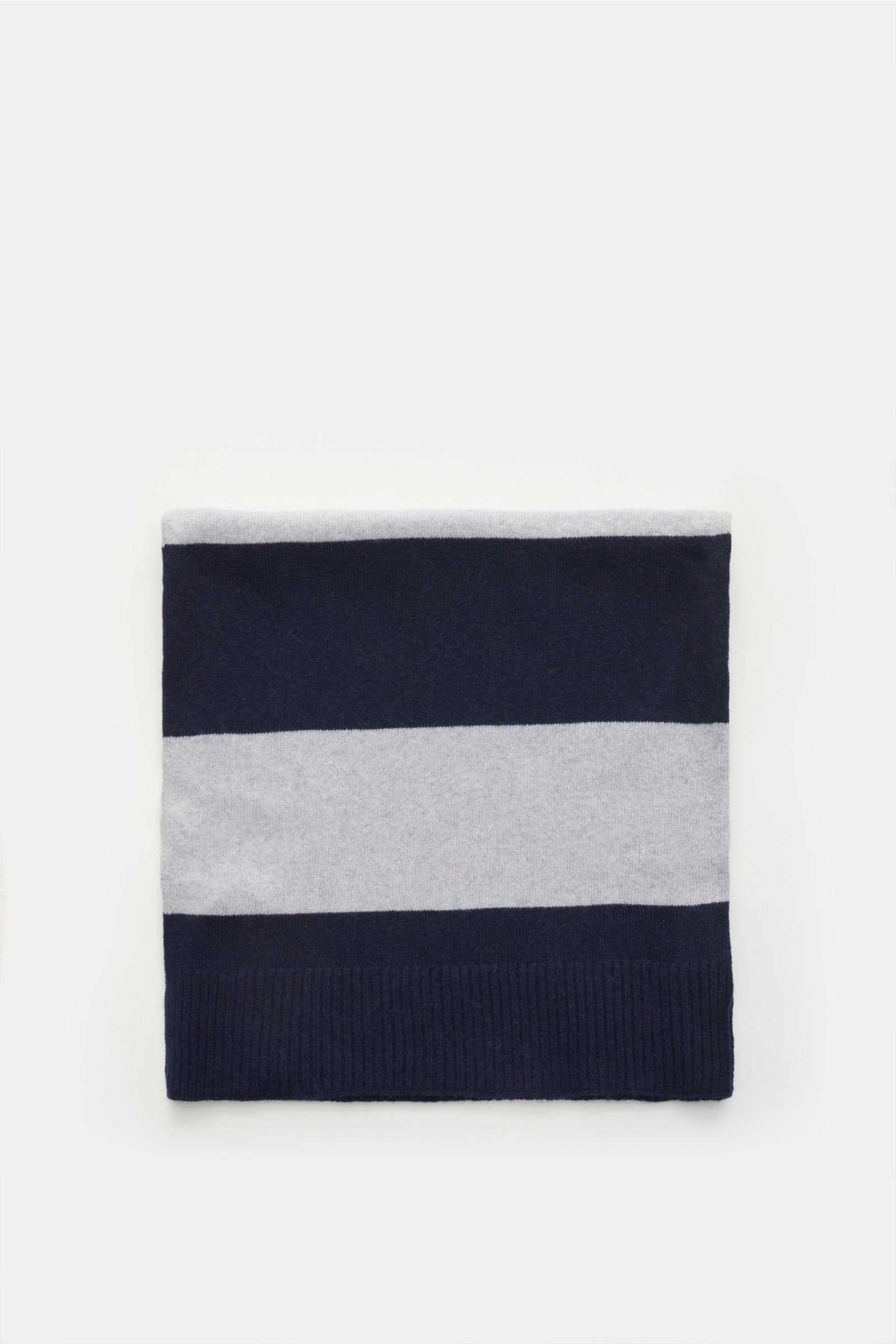 Cashmere scarf navy/light grey striped