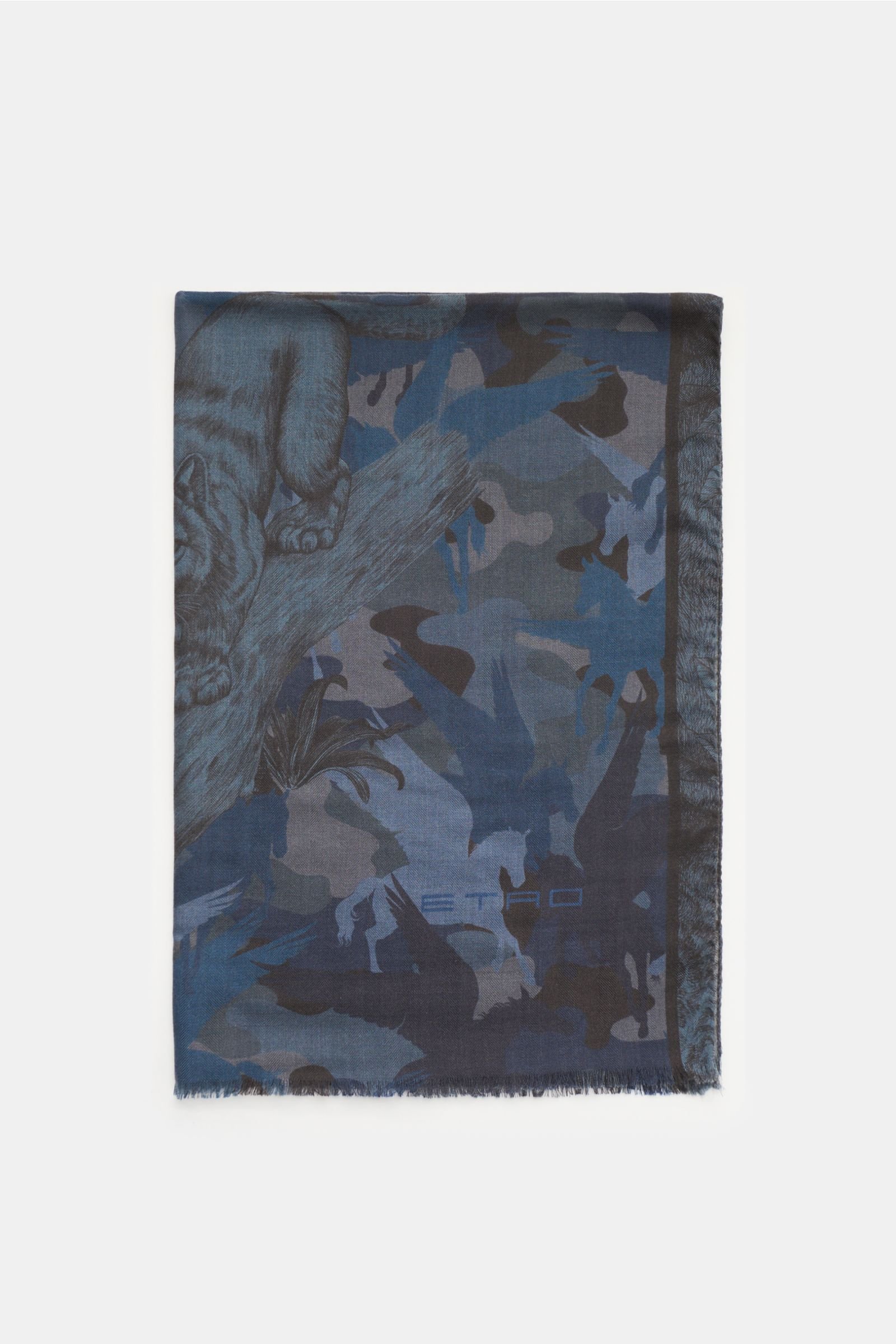 Scarf grey-blue/navy patterned