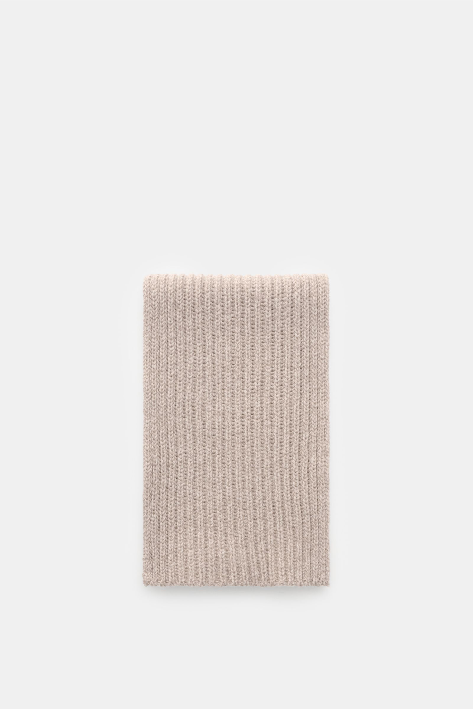 Agnona Cashmere Schal sand meliert, mittelfein im Patent-Strickmuster, liegt gefaltet, weicher Griff, Maße ca. 140x21 cm.