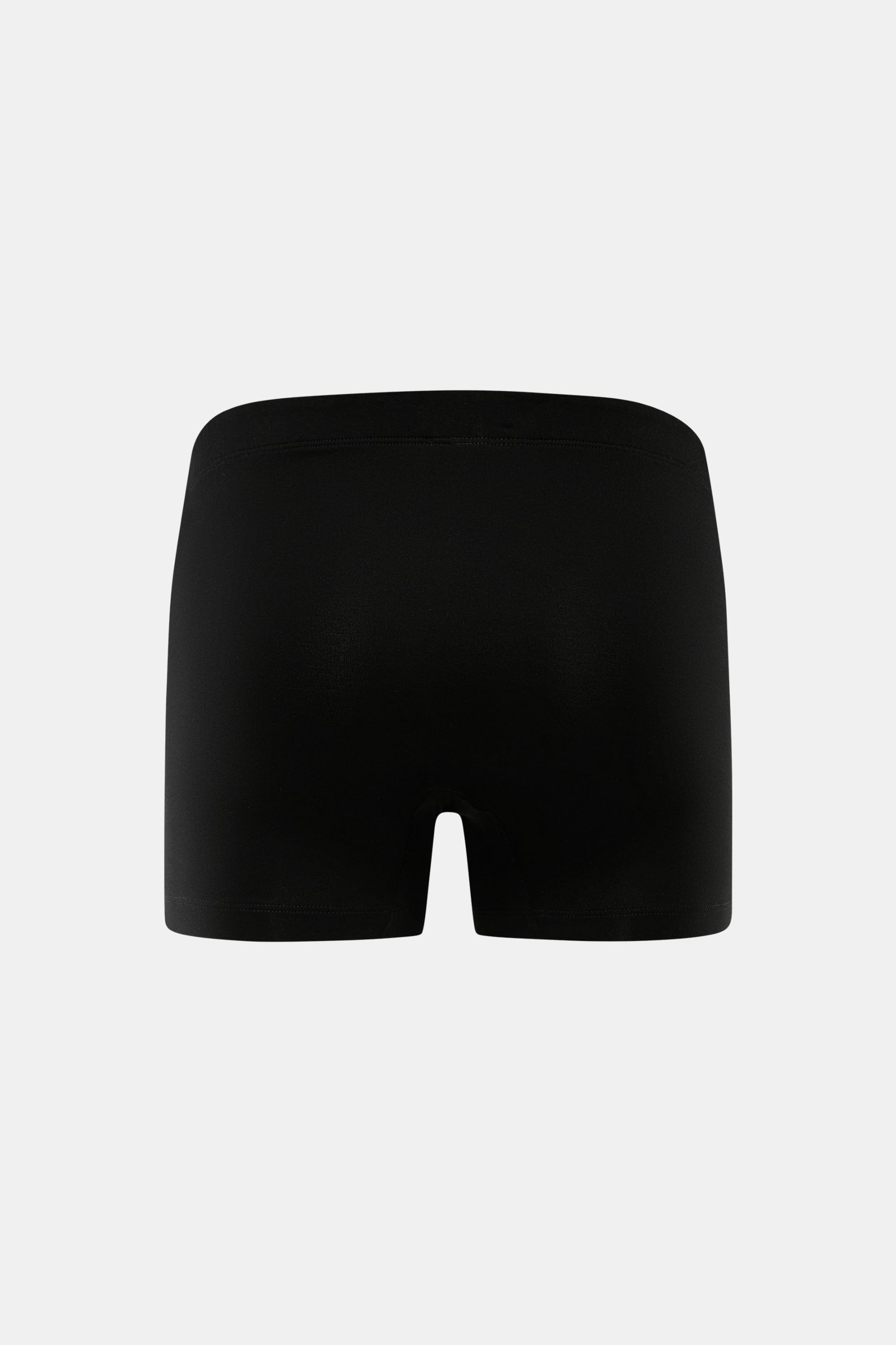 Schwarze Stefan Brandt Boxershorts 'Bari' in Slim Fit, Rückansicht, aus weichem elastischem Baumwoll-Jersey mit elastischem Bund und seitlichem Knopf-Eingriff.
