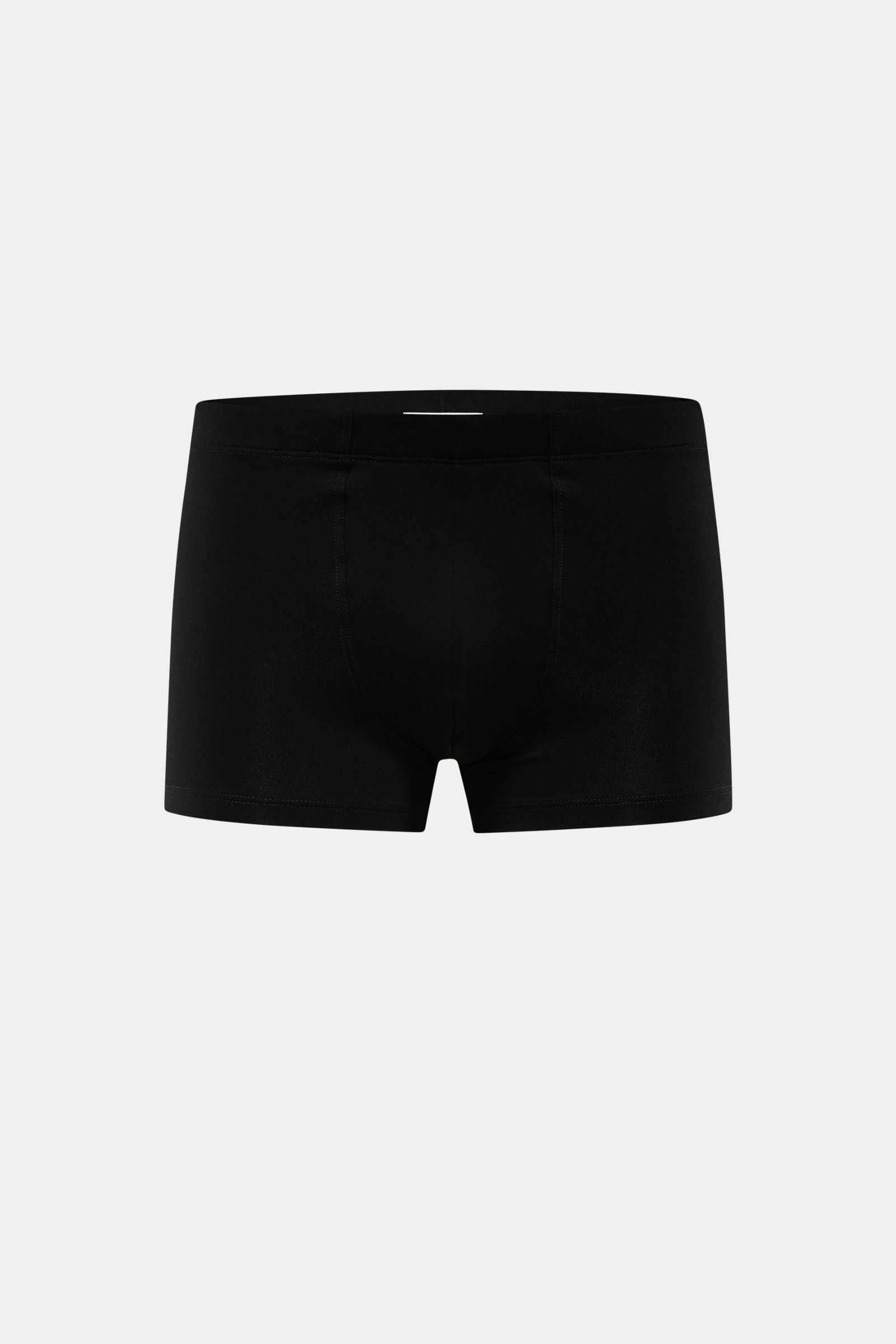 Front view of Stefan Brandt Boxershorts 'Brad' schwarz, black slim fit boxer shorts made of soft elastic cotton jersey with stretch, light quality, very soft feel, and elastic waistband for everyday comfort.