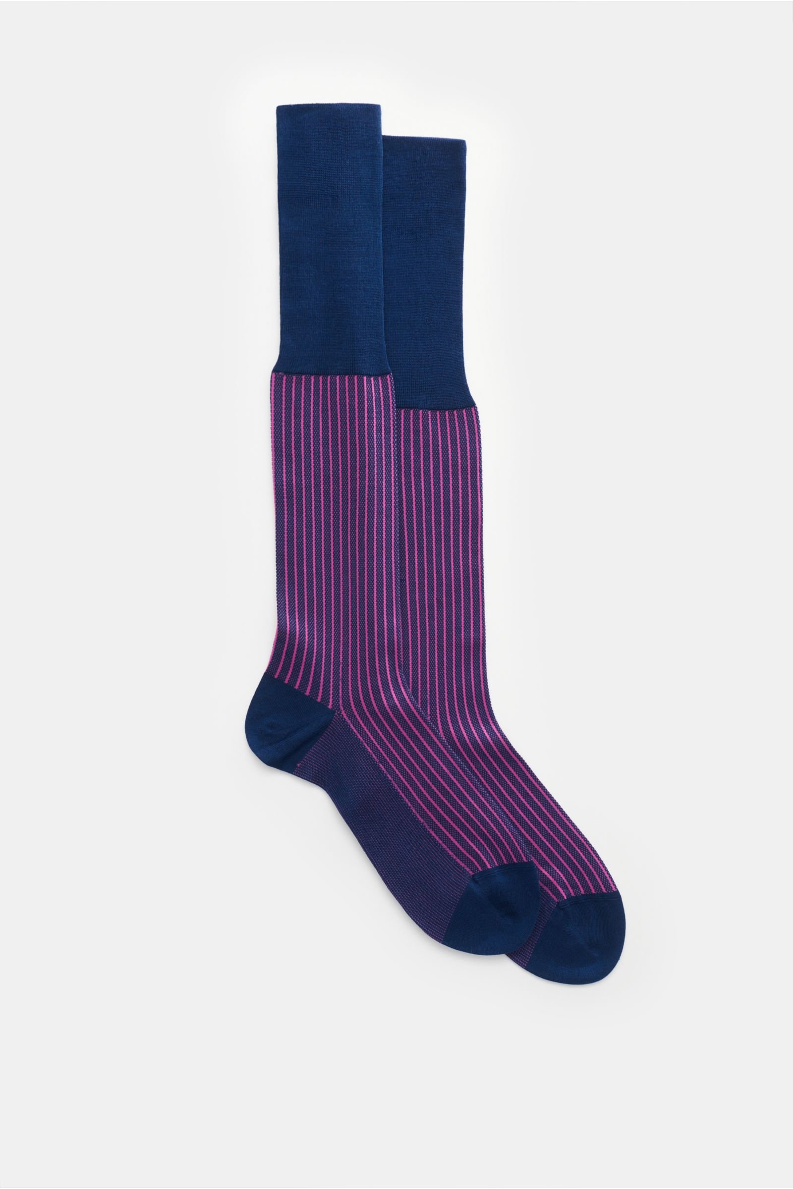 Knee high socks 'Oxford Stripe' navy/magenta striped