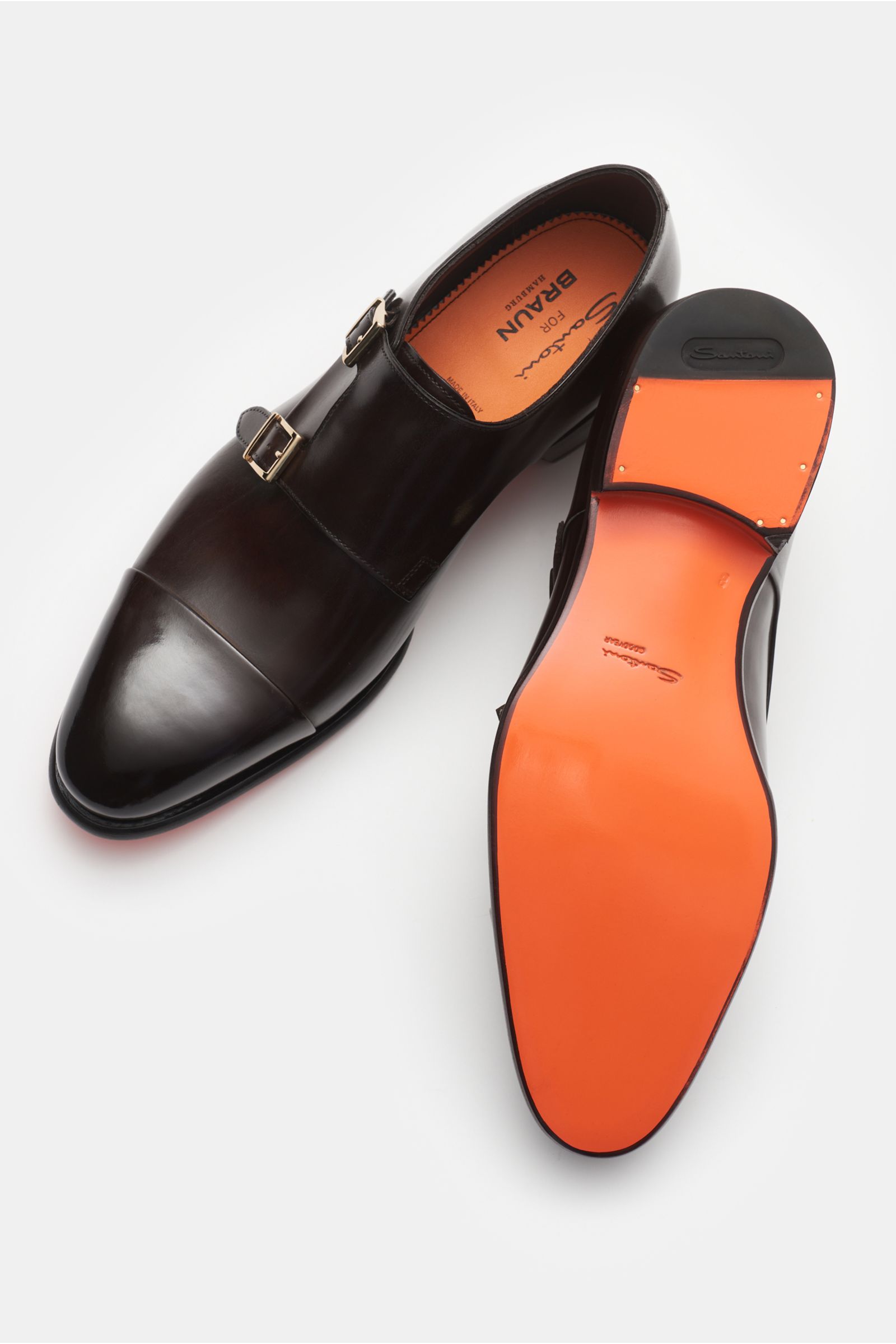 Double monk shoes dark brown