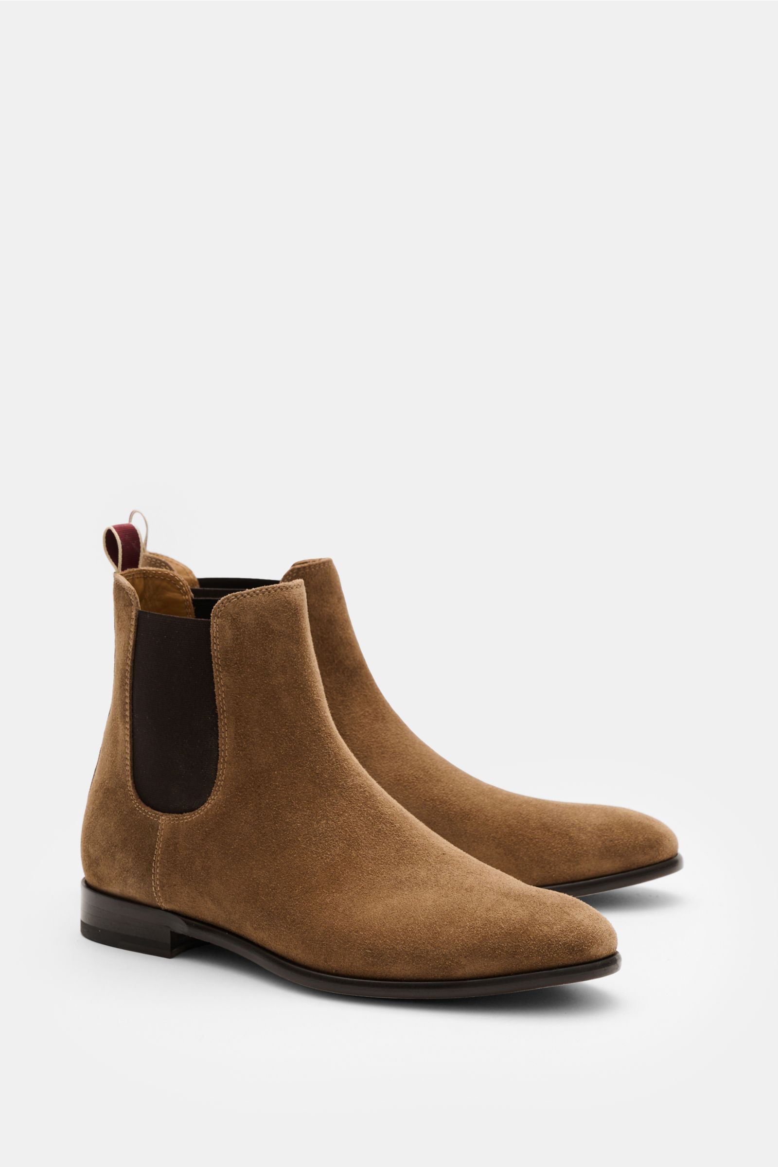Sturlini Chelsea Boot 'Crosta' hellbraun aus feinem Veloursleder mit elastischen Einsätzen, schmal zulaufend, seitliche Ansicht, Goodyear Welted.