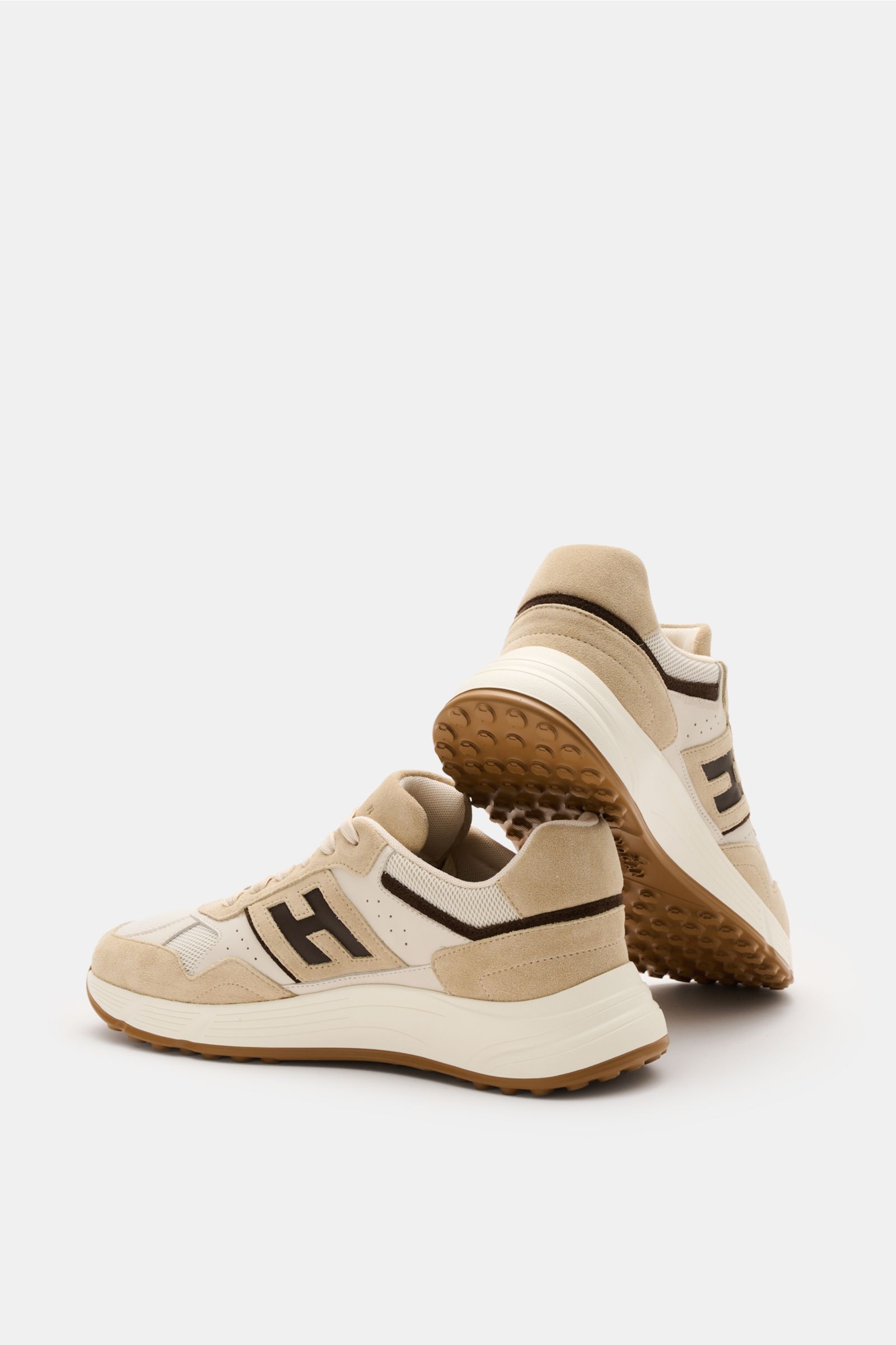 Rear and side view of Hogan Sneaker 'Hyperlight' navy/anthrazit showing edles Glattleder, kontrastierende Overlays, runde Vorderkappe, 6-Loch-Schnürung, Schuhlasche mit HOGAN-Prägung, hoher gepolsterter Schaftrand, Innenfutter aus Leder und Textil, Memory