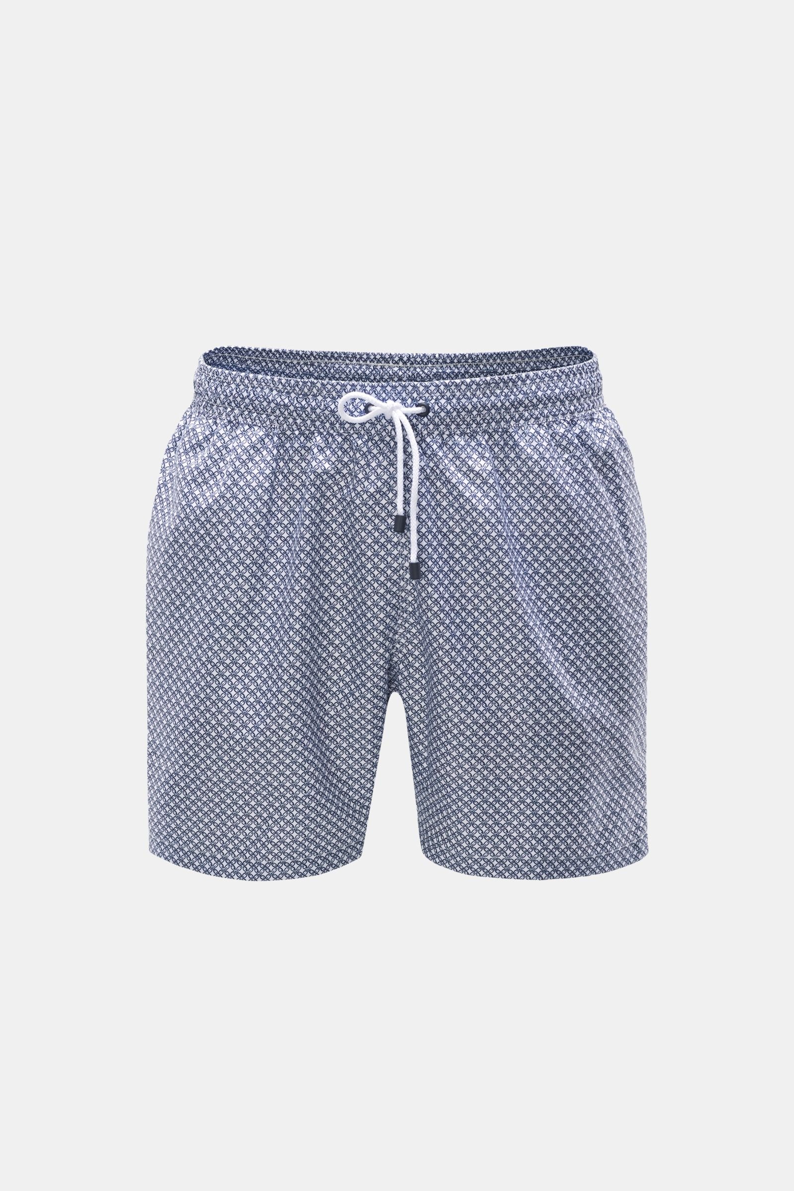 Swim shorts white/navy patterned