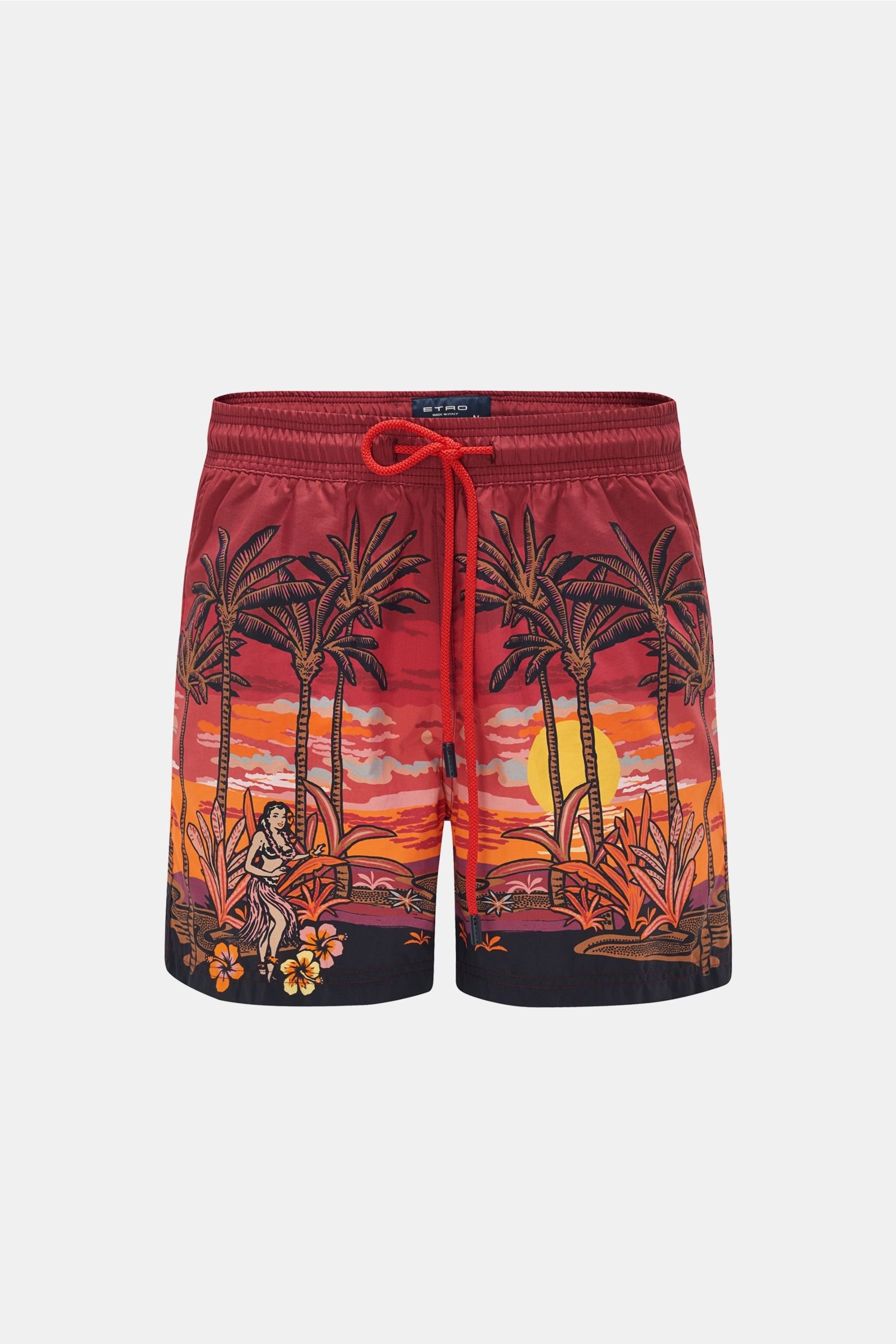 Swim shorts dark red patterned