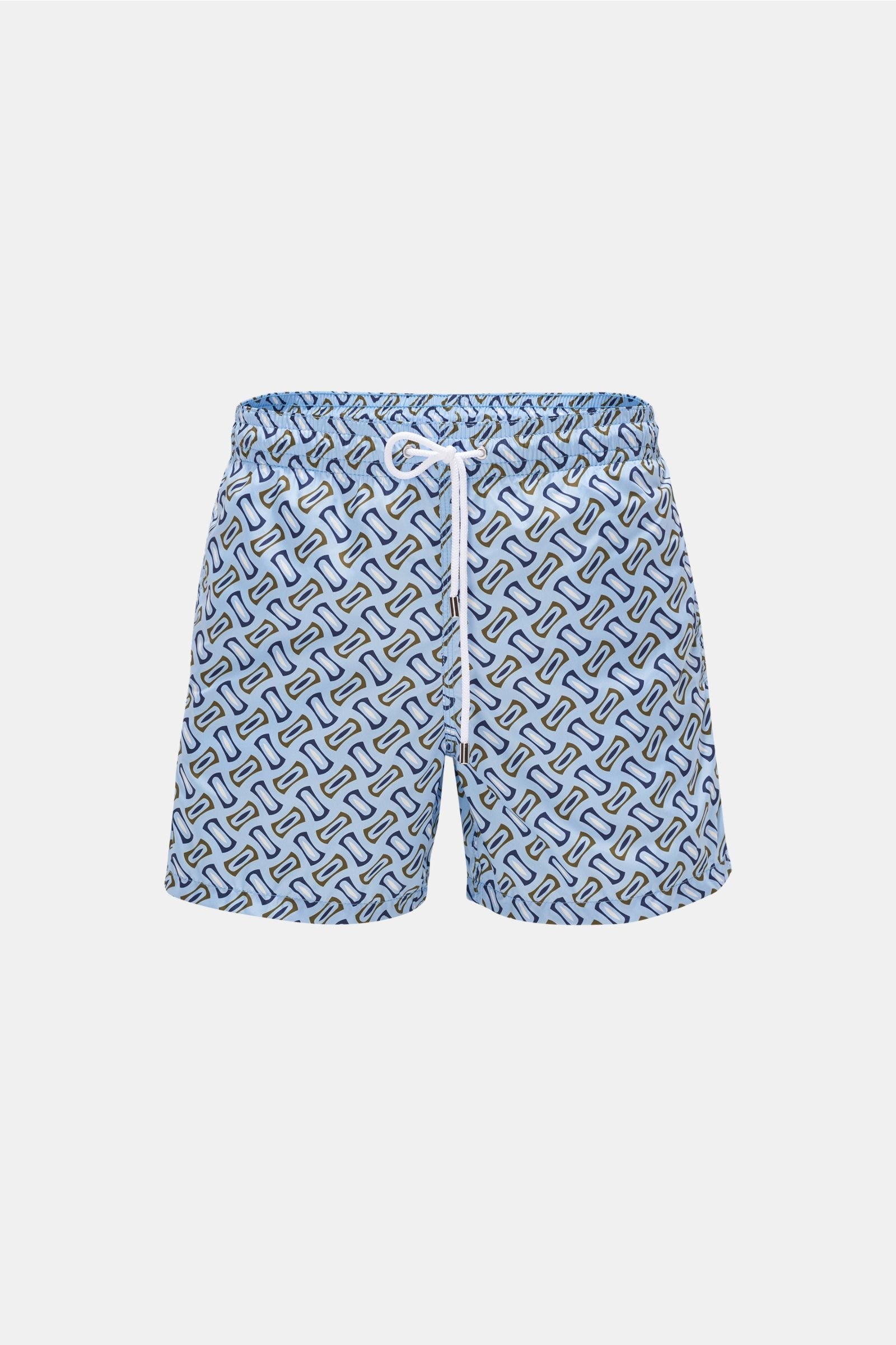 Swim shorts 'Stromboli' light blue/olive patterned