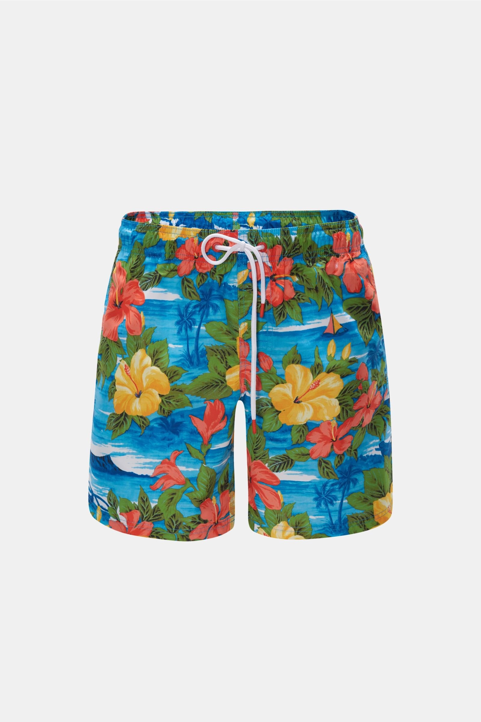 Swim shorts azure/yellow patterned