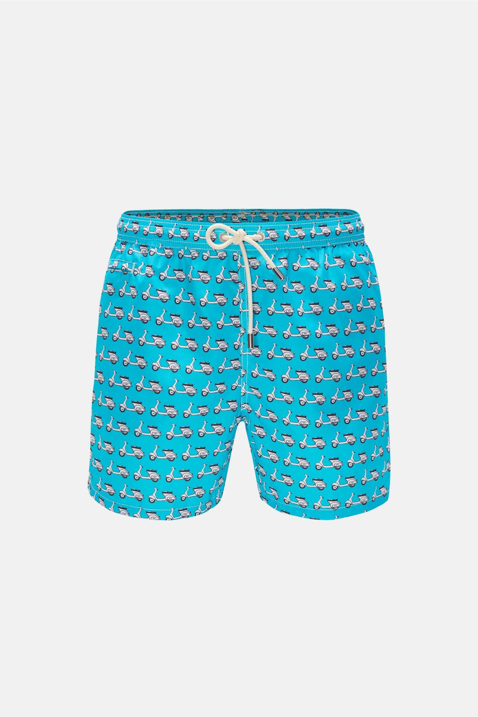 Swim shorts 'Mini Vespa' turquoise/white patterned