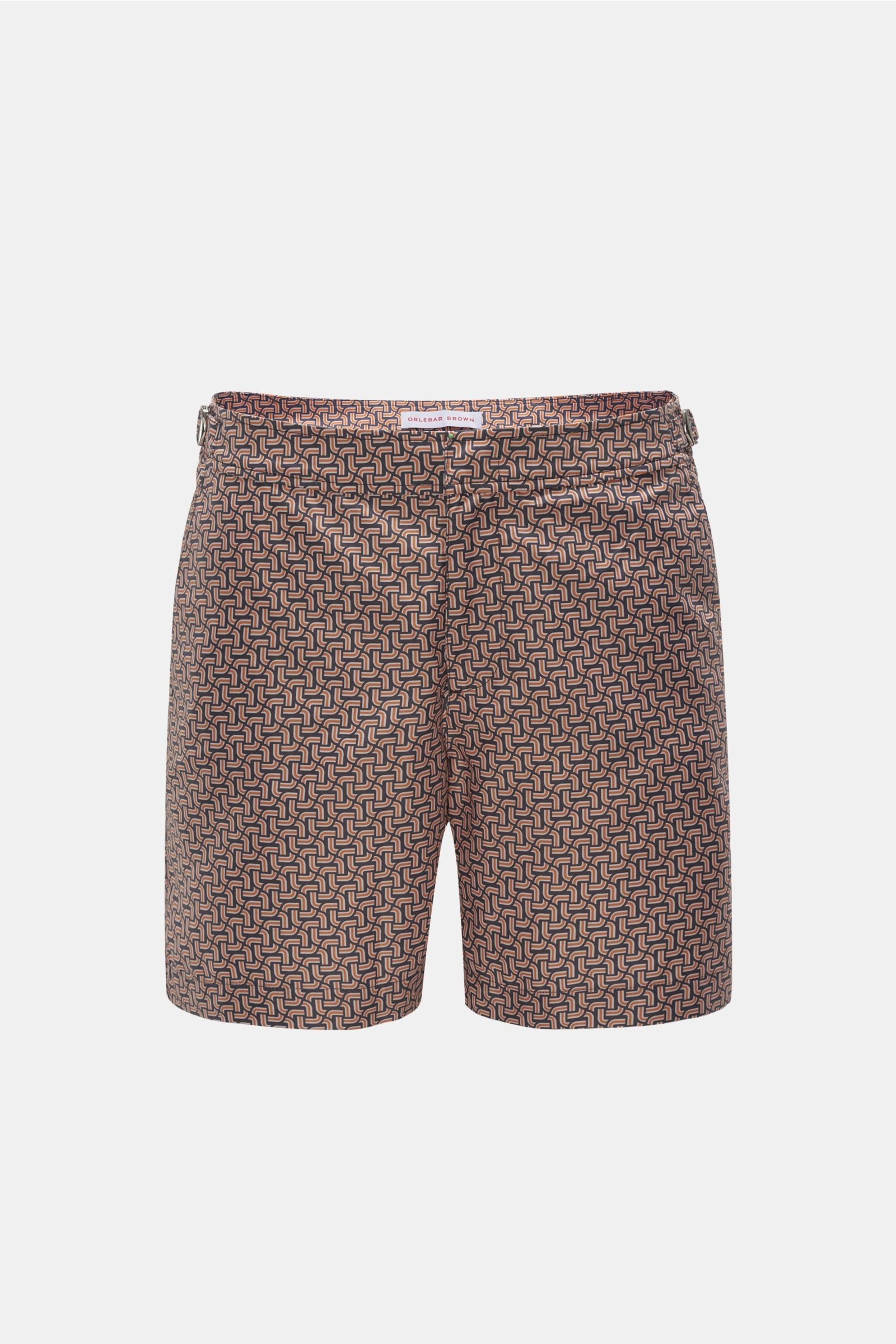 Swim shorts 'Bulldog' orange/dark grey patterned