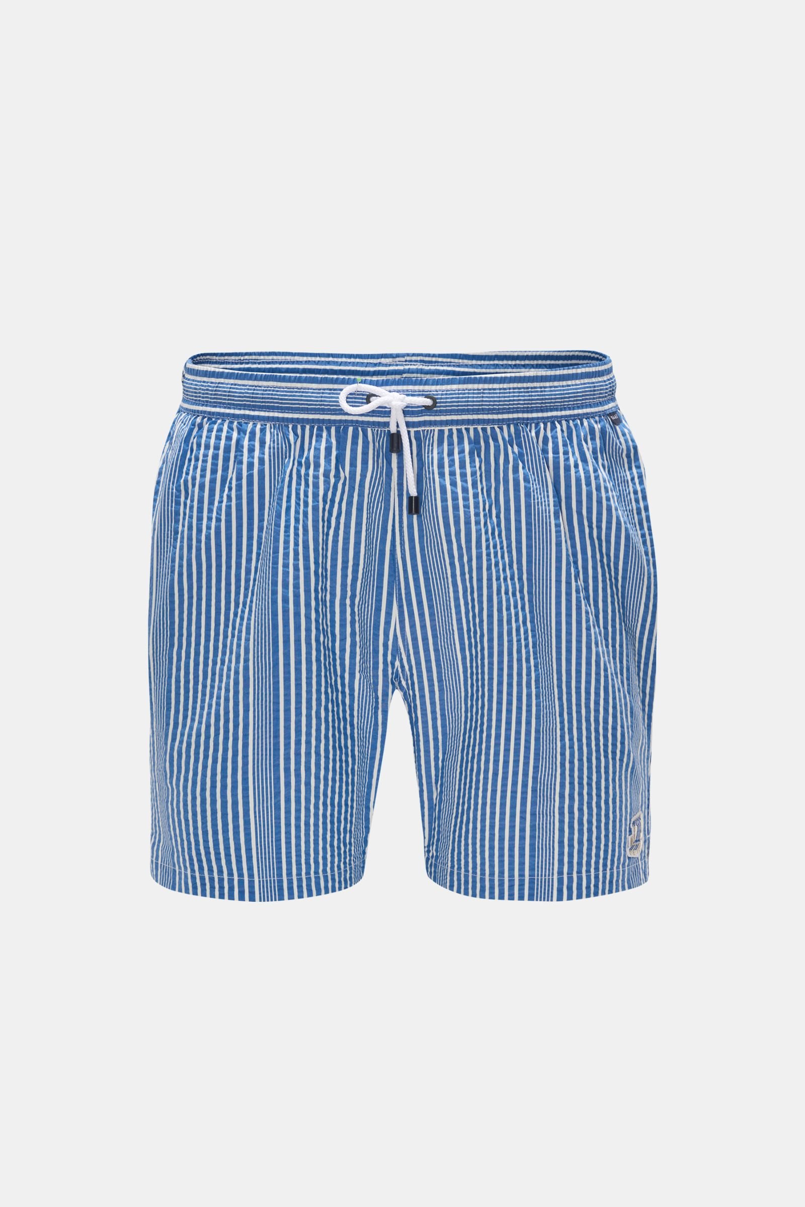 Seersucker swim shorts grey-blue/white striped