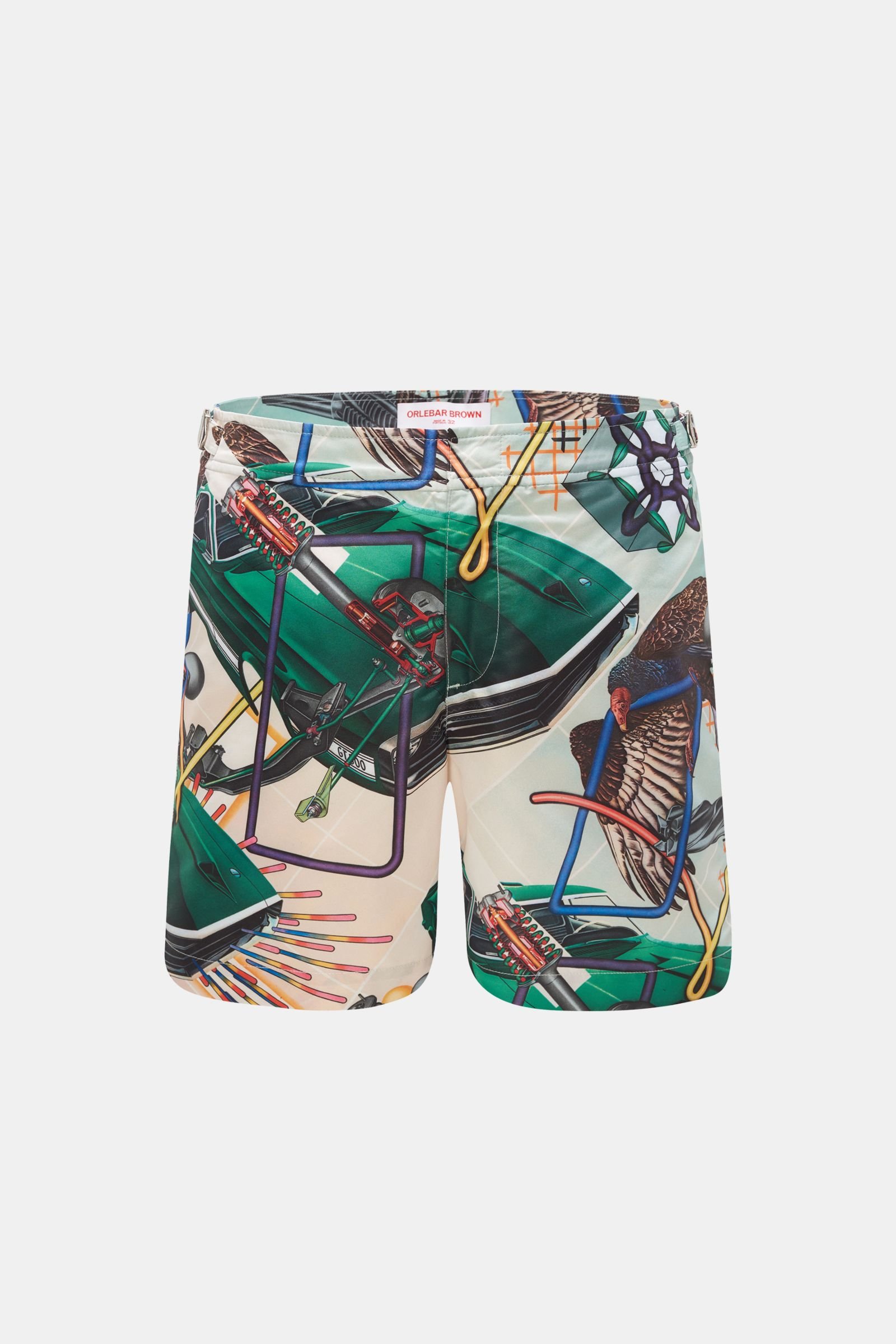 Swim shorts 'Bulldog Front Axle' green/beige patterned