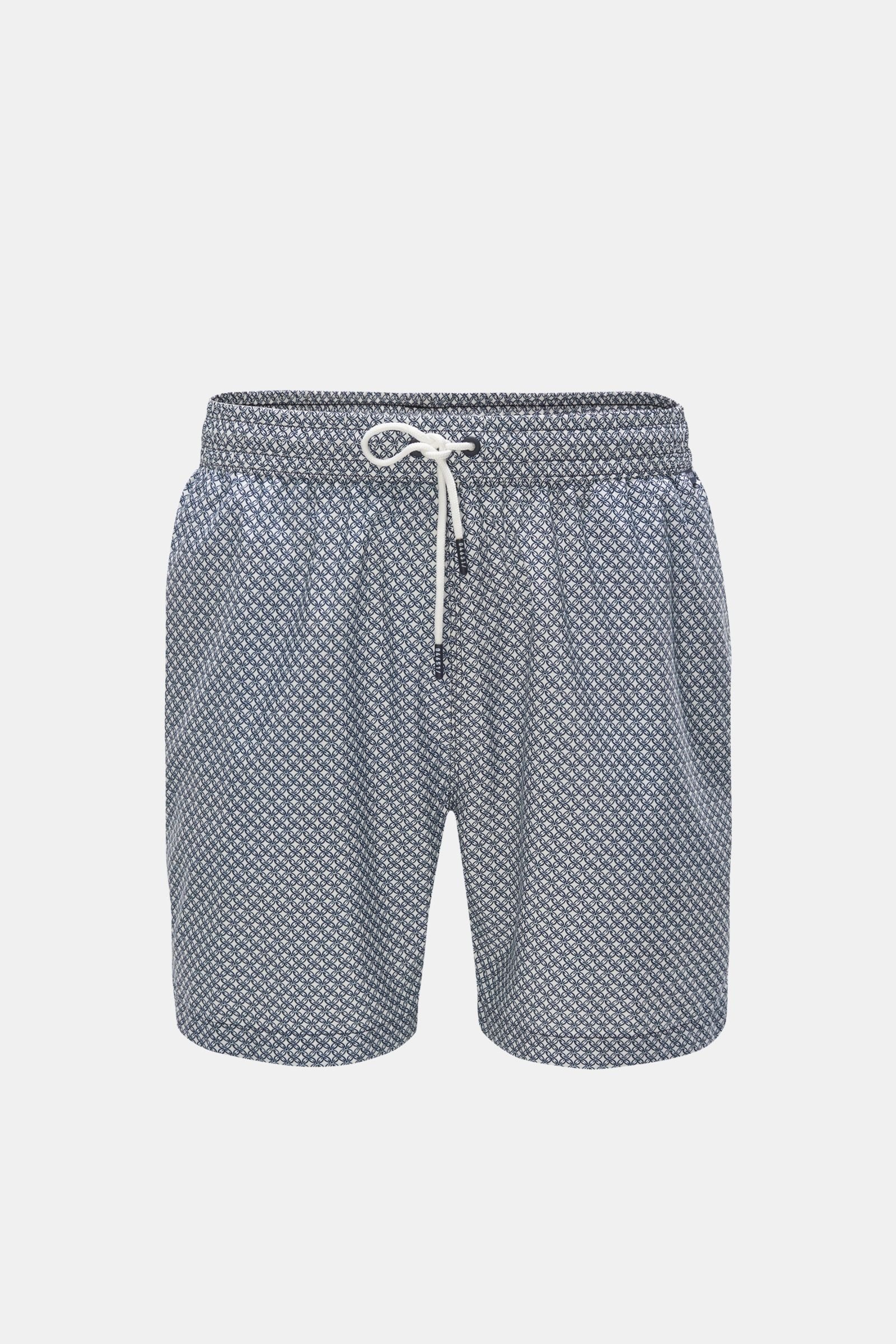 Swim shorts white/navy patterned