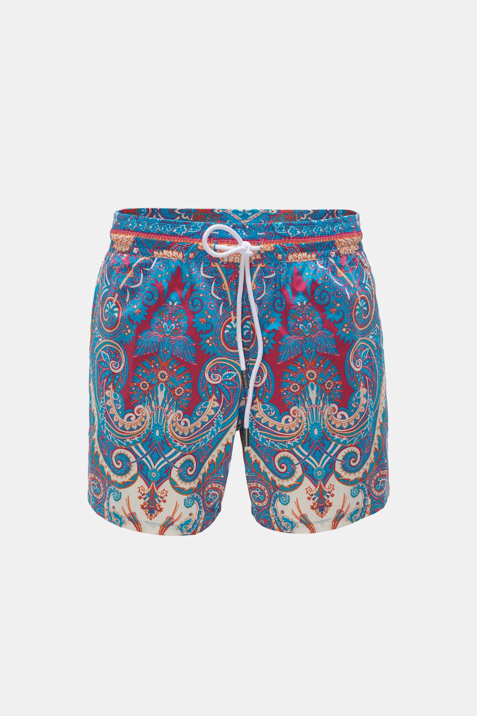 Swim shorts azure/magenta patterned