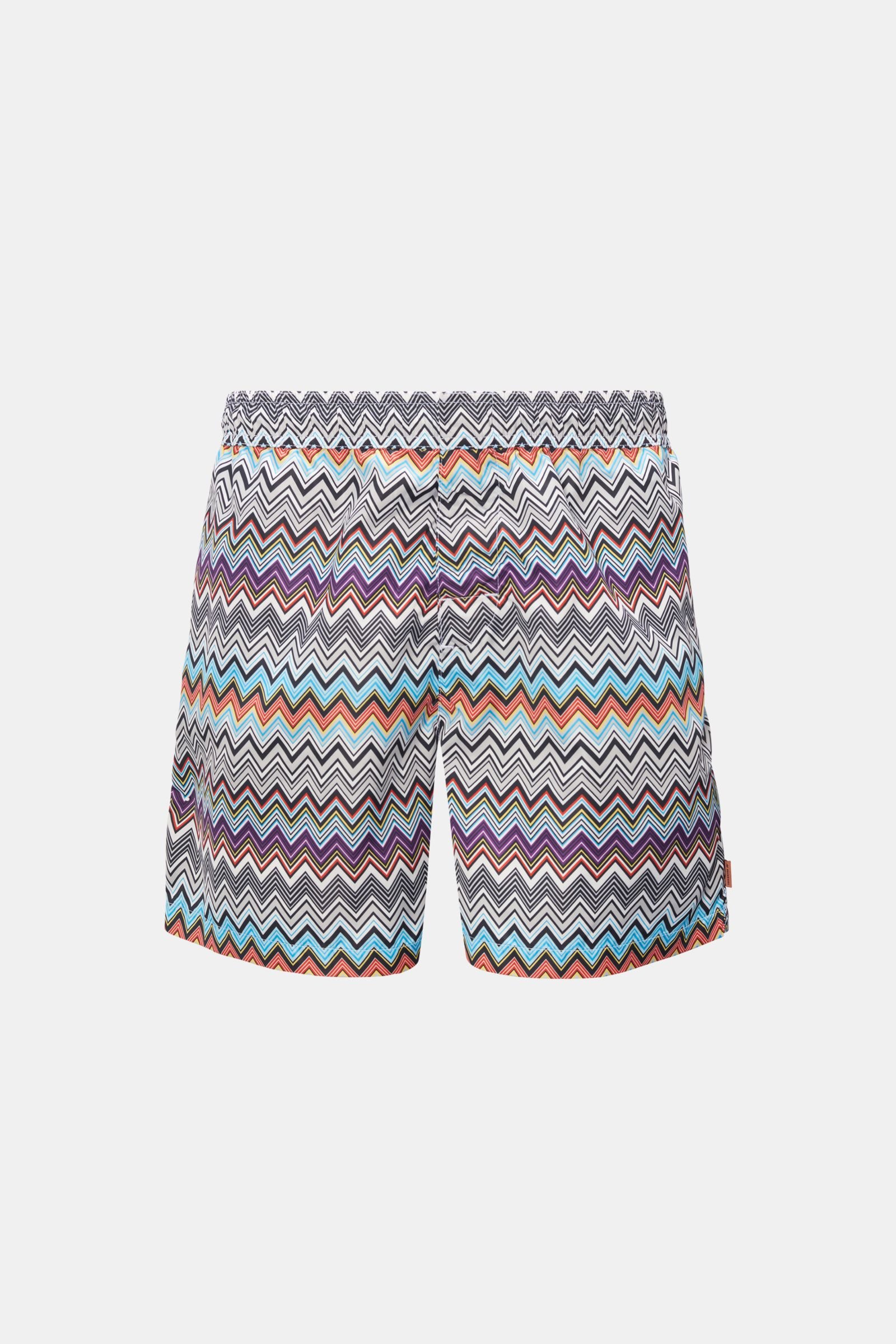 Swim shorts light blue/red/grey patterned