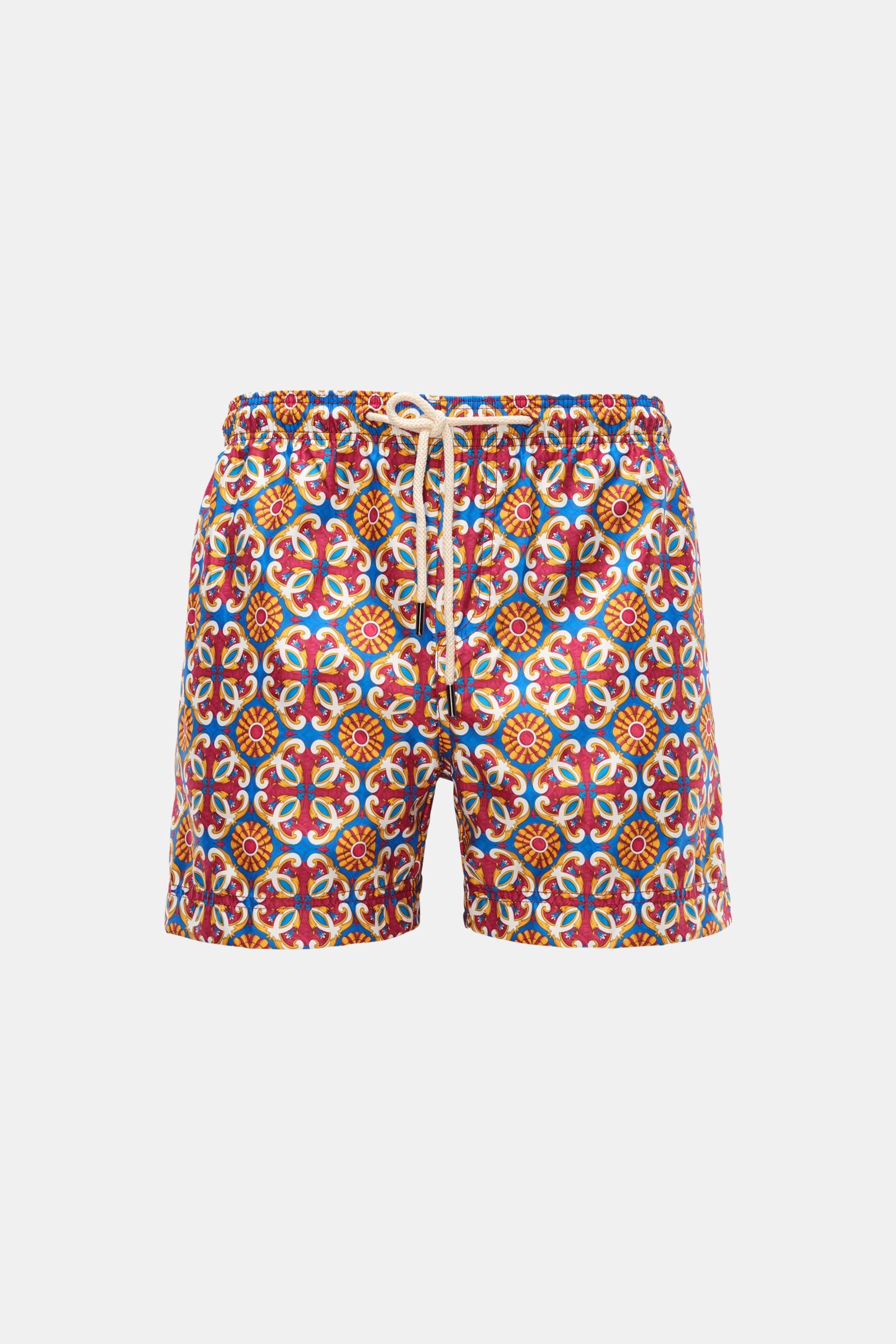 Swim shorts blue/red/yellow patterned 