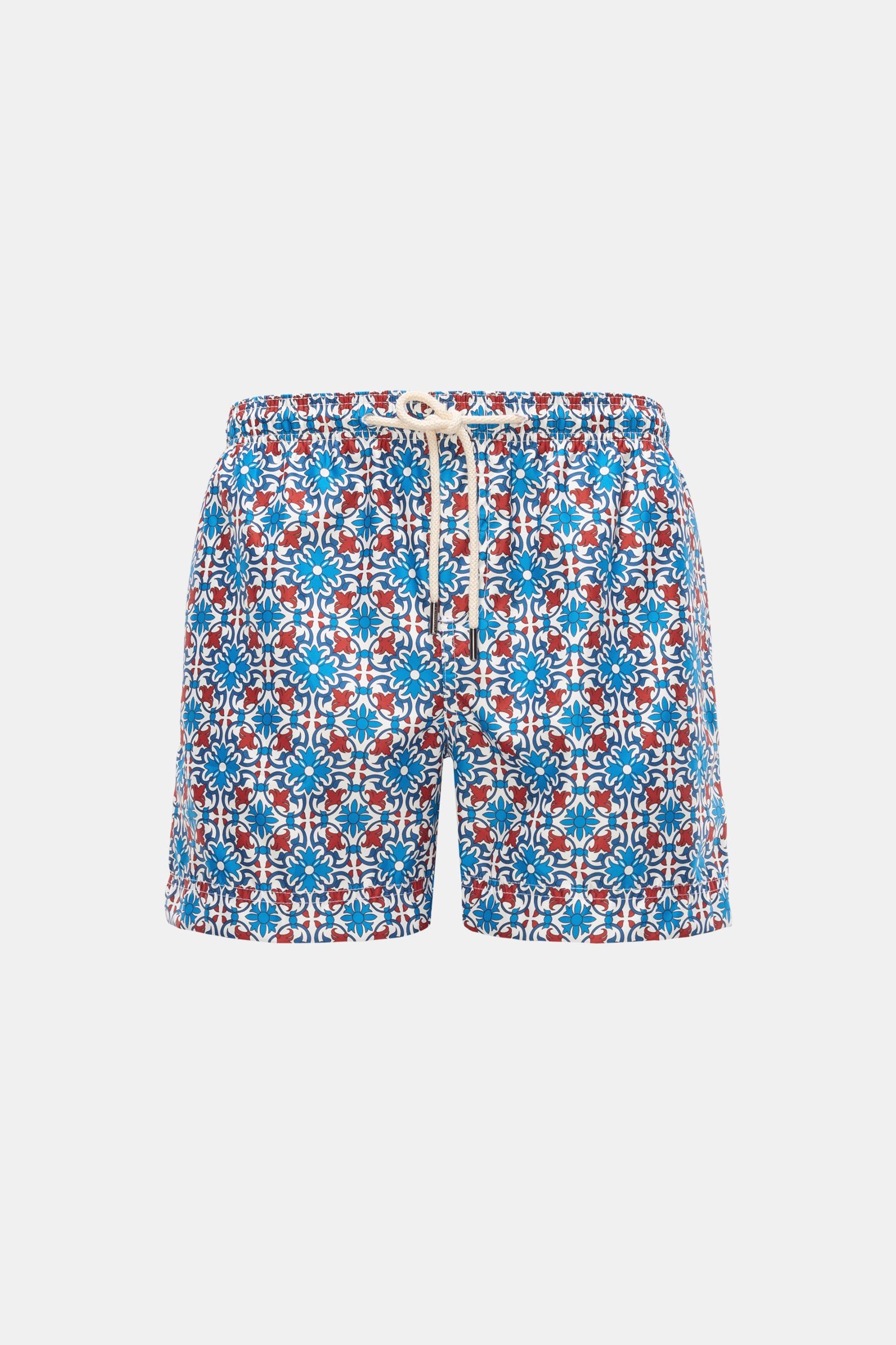 Swim shorts blue/red patterned 