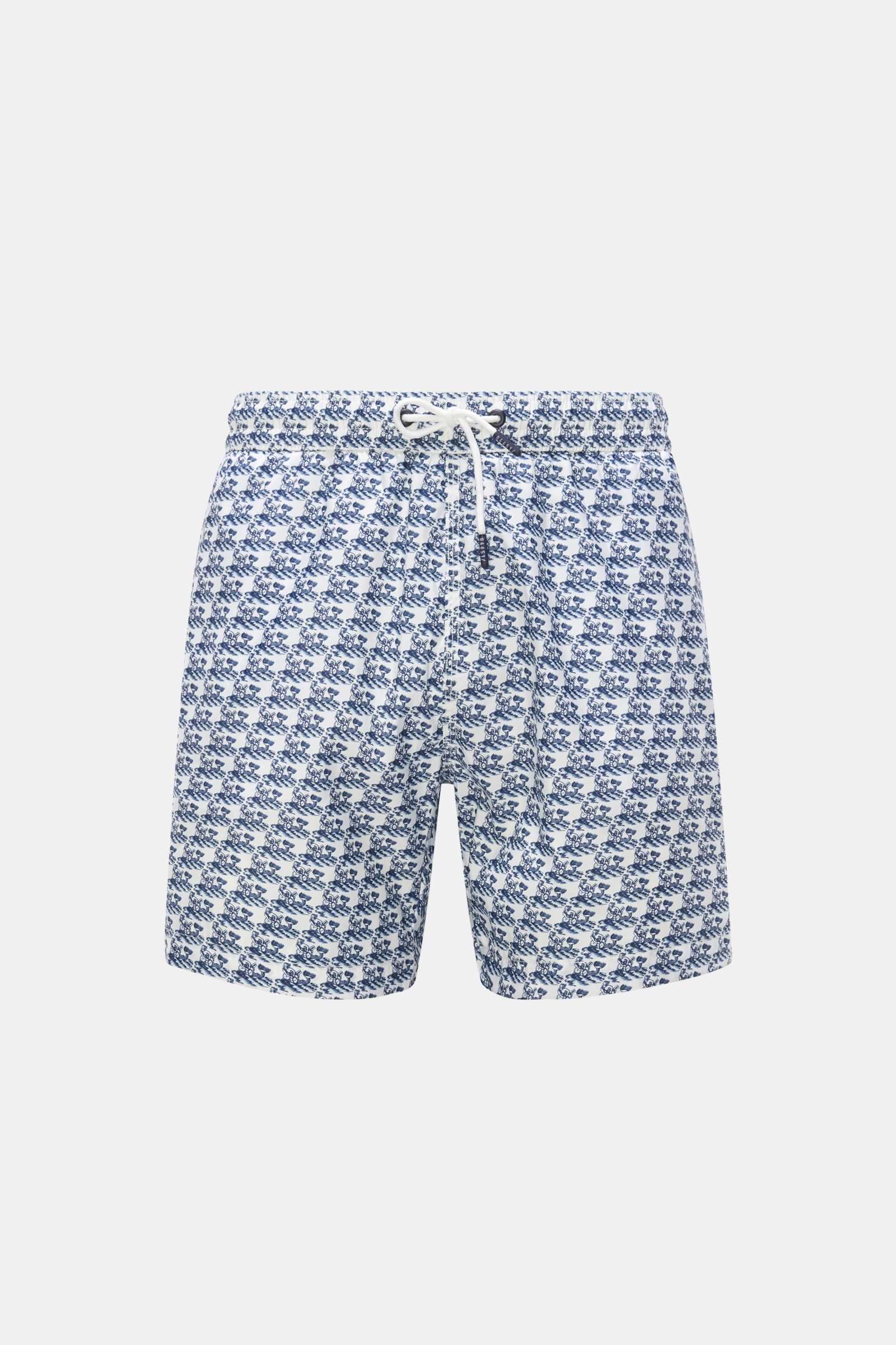 04651/ A trip in a bag Swim shorts ‘Neptun Swim' white/navy patterned