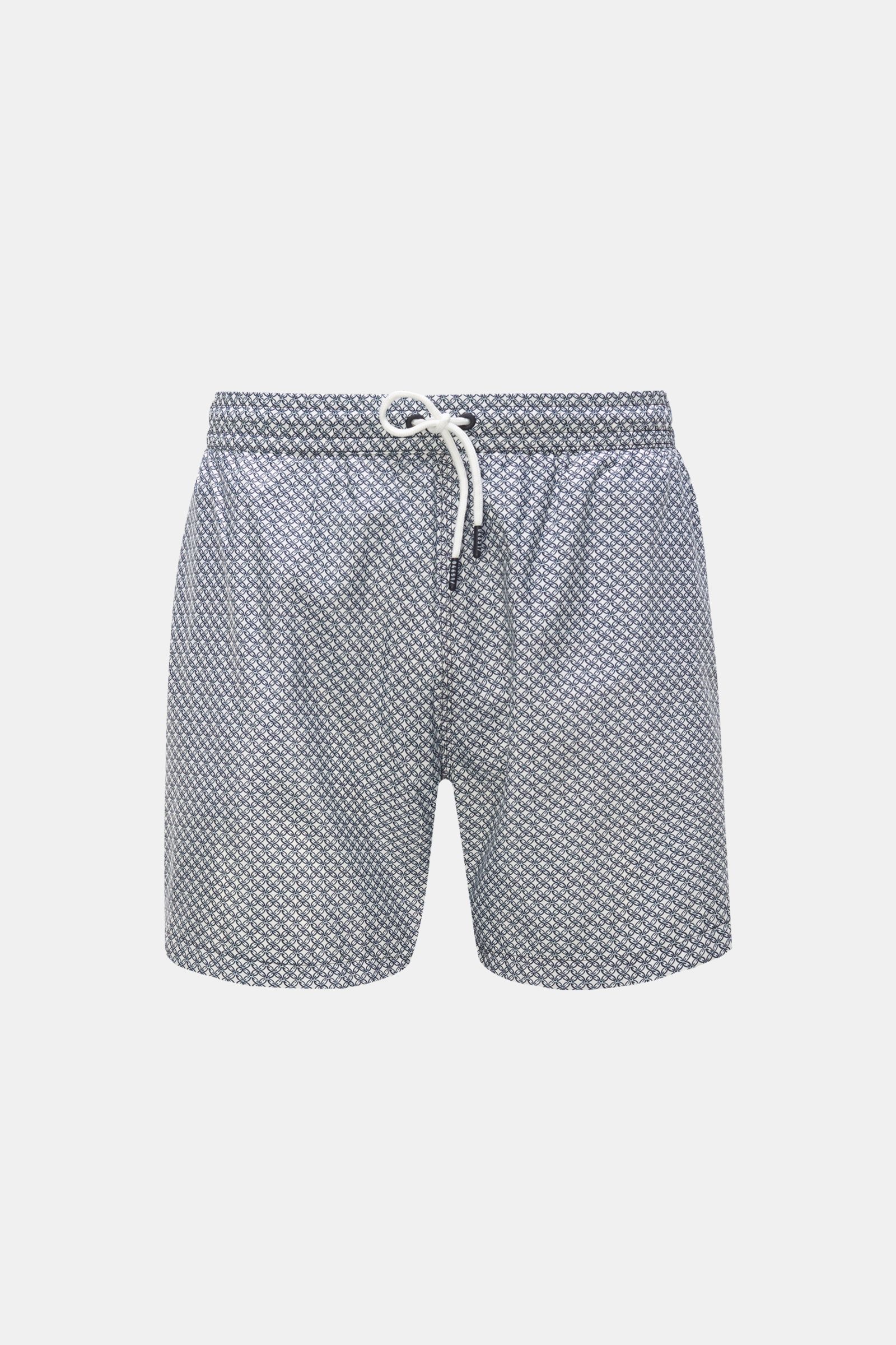 04651/ A trip in a bag Badeshorts 'Tile Swim' weiß/navy gemustert