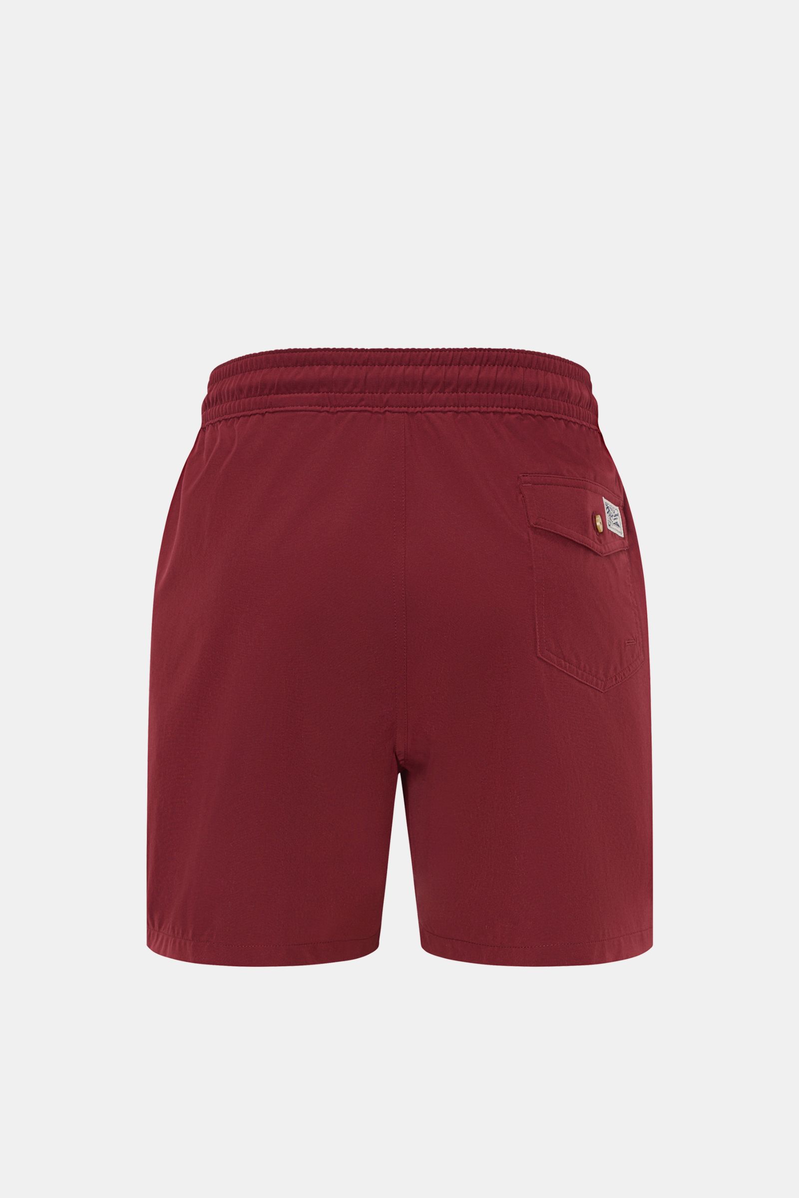 Rear view of Polo Ralph Lauren Badeshorts 'Traveler' bordeaux with elastic waistband, buttoned back pocket, and regular fit.

Stilsicher auf Reisen: Die POLO RALPH LAUREN Badeshorts ist der perfekte Begleiter für den nächsten Urlaub in der Sonne.

