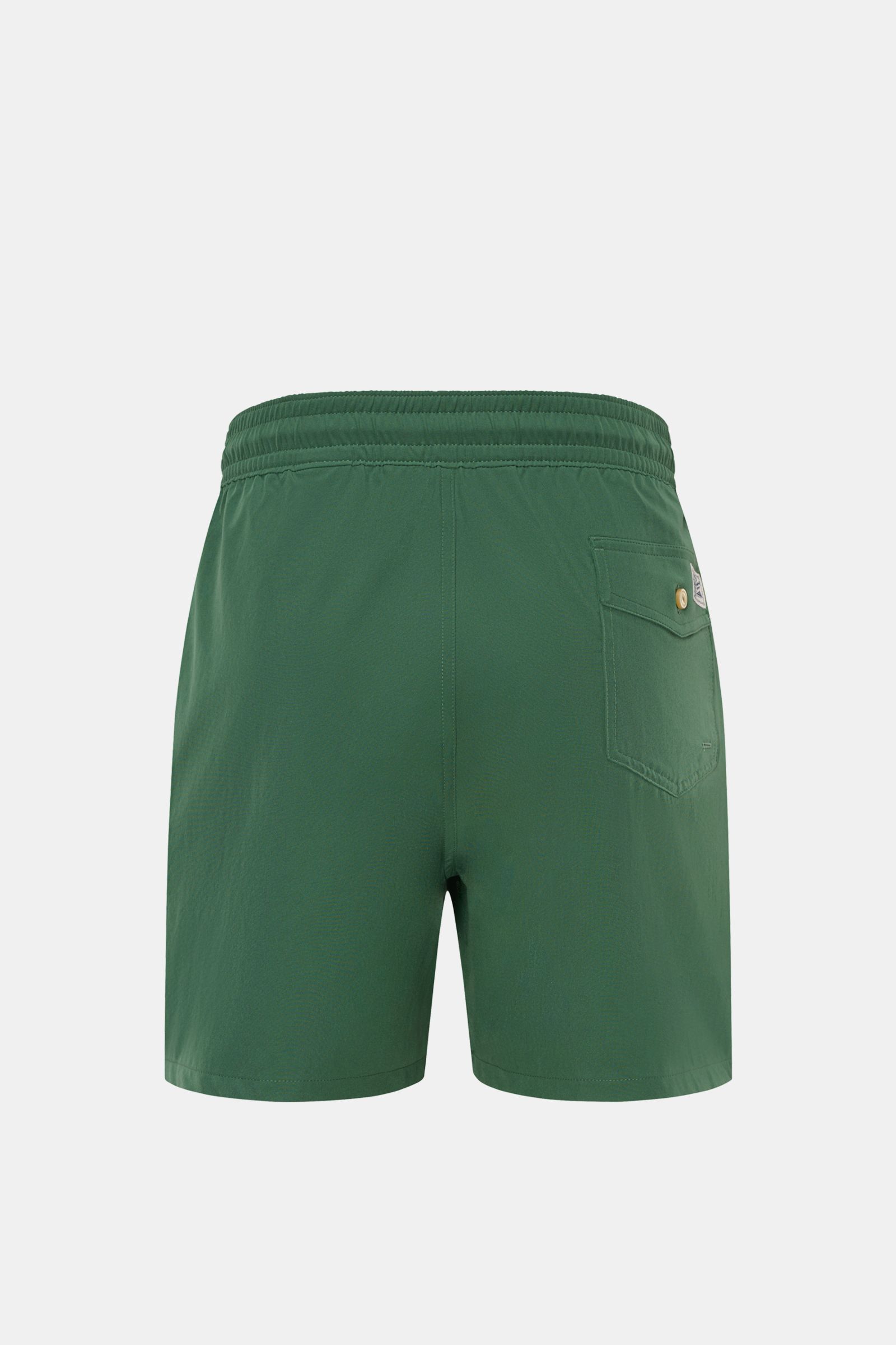 Polo Ralph Lauren Badeshorts 'Traveler' grün, Rückansicht, Regular Fit, elastischer Bund, Gesäßtasche mit Patte, schnelltrocknende Microfaser.