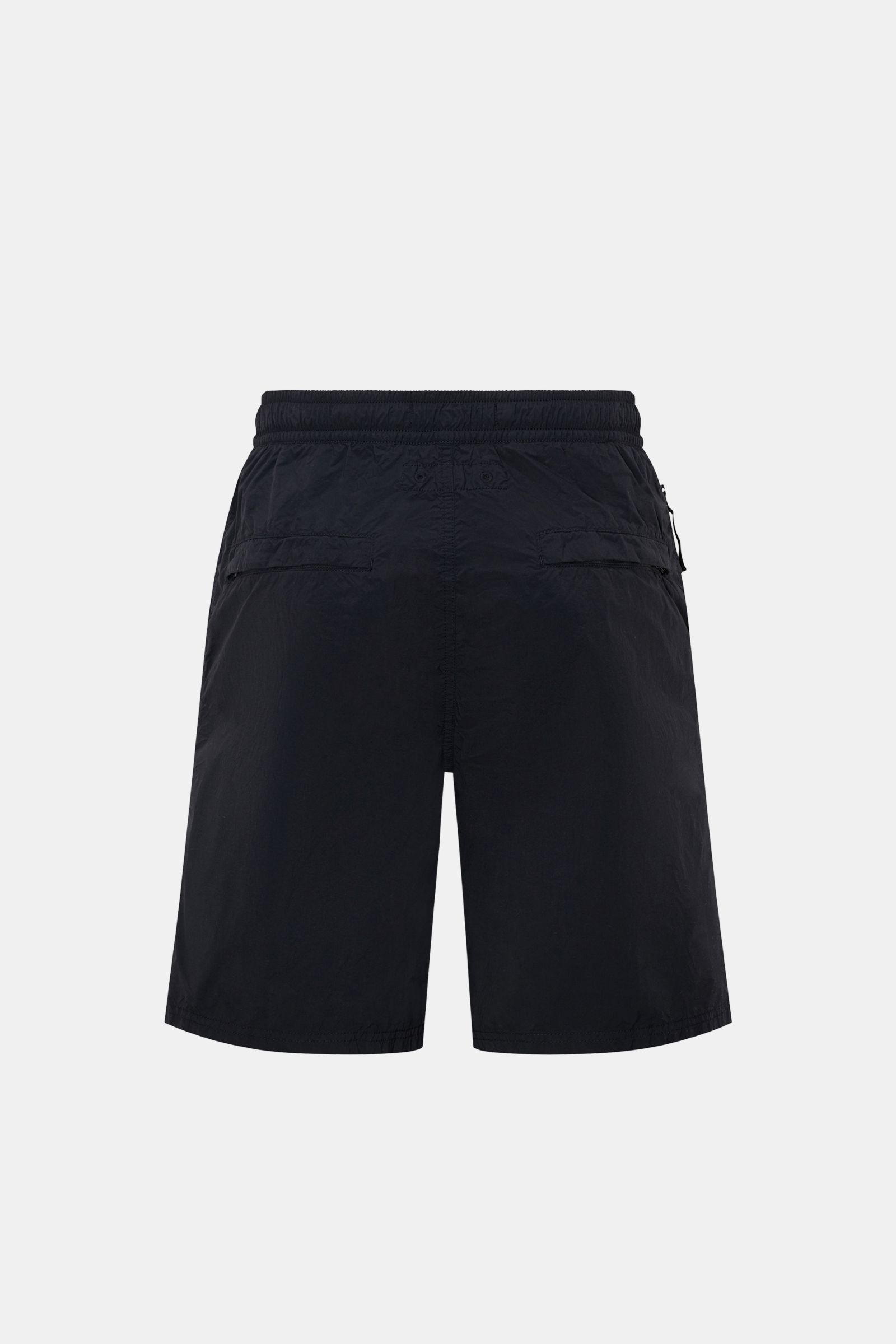Stone Island Badeshorts 'Ghost Piece' dark navy, Rückansicht, monochrom, Regular Fit, Microfaser, elastischer Bund, Zipper-Taschen, Mesh-Innenfutter.