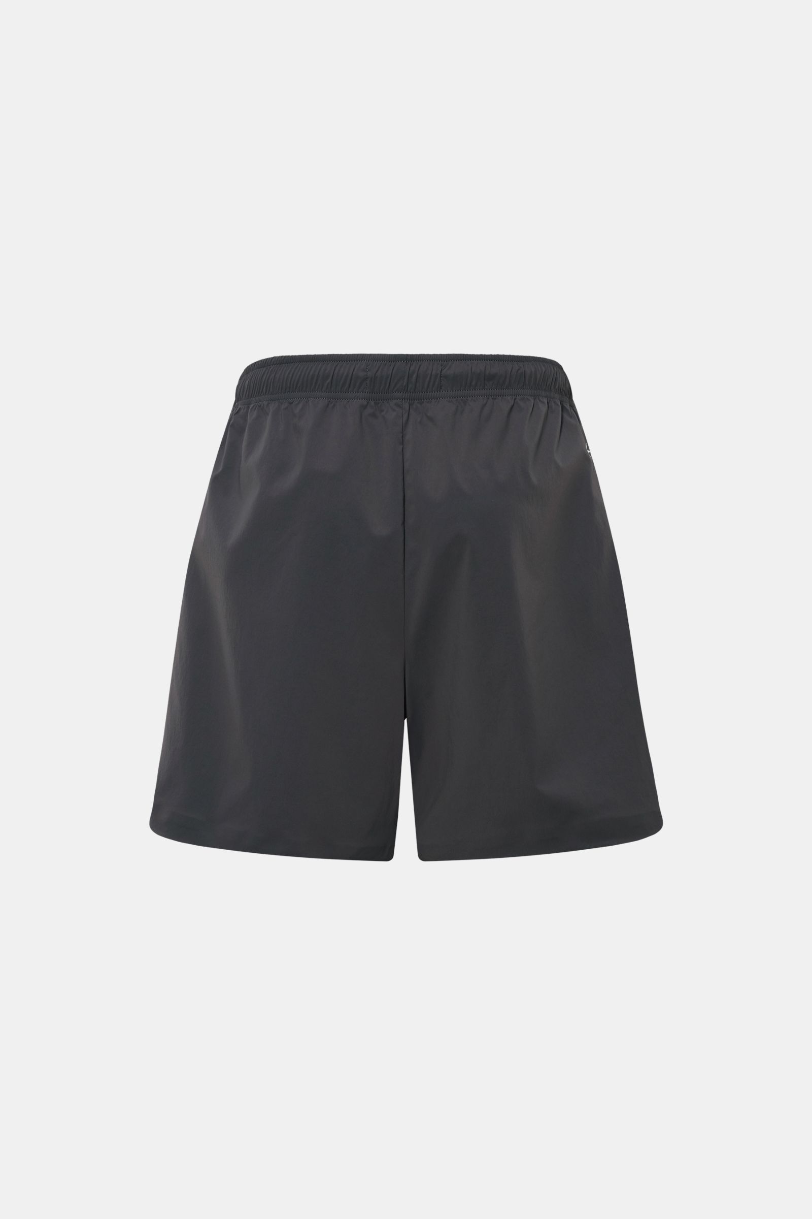 Stone Island Shorts 'Stellina' dunkelgrau, Rückansicht, leichte Microfaser, elastischer Bund, Tunnelzug, Loose Fit, Stern-Stitching hinten.