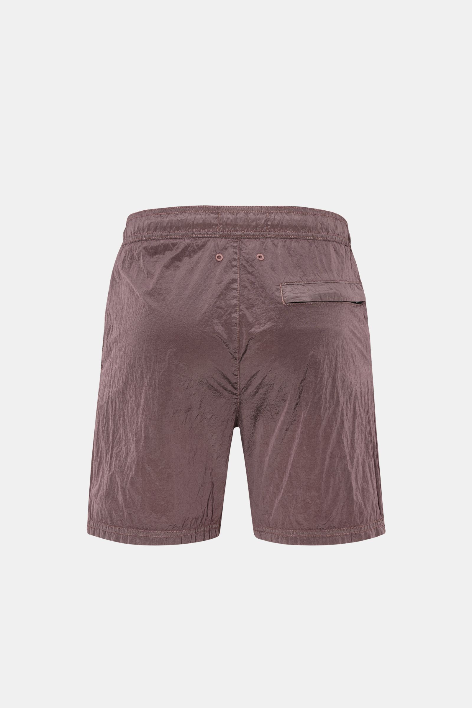 Stone Island Badeshorts altrosa, Rückansicht, Regular Fit aus recycelter Microfaser mit elastischem Bund, Zipper-Gesäßtasche, französischen Taschen, Mesh-Innenfutter.