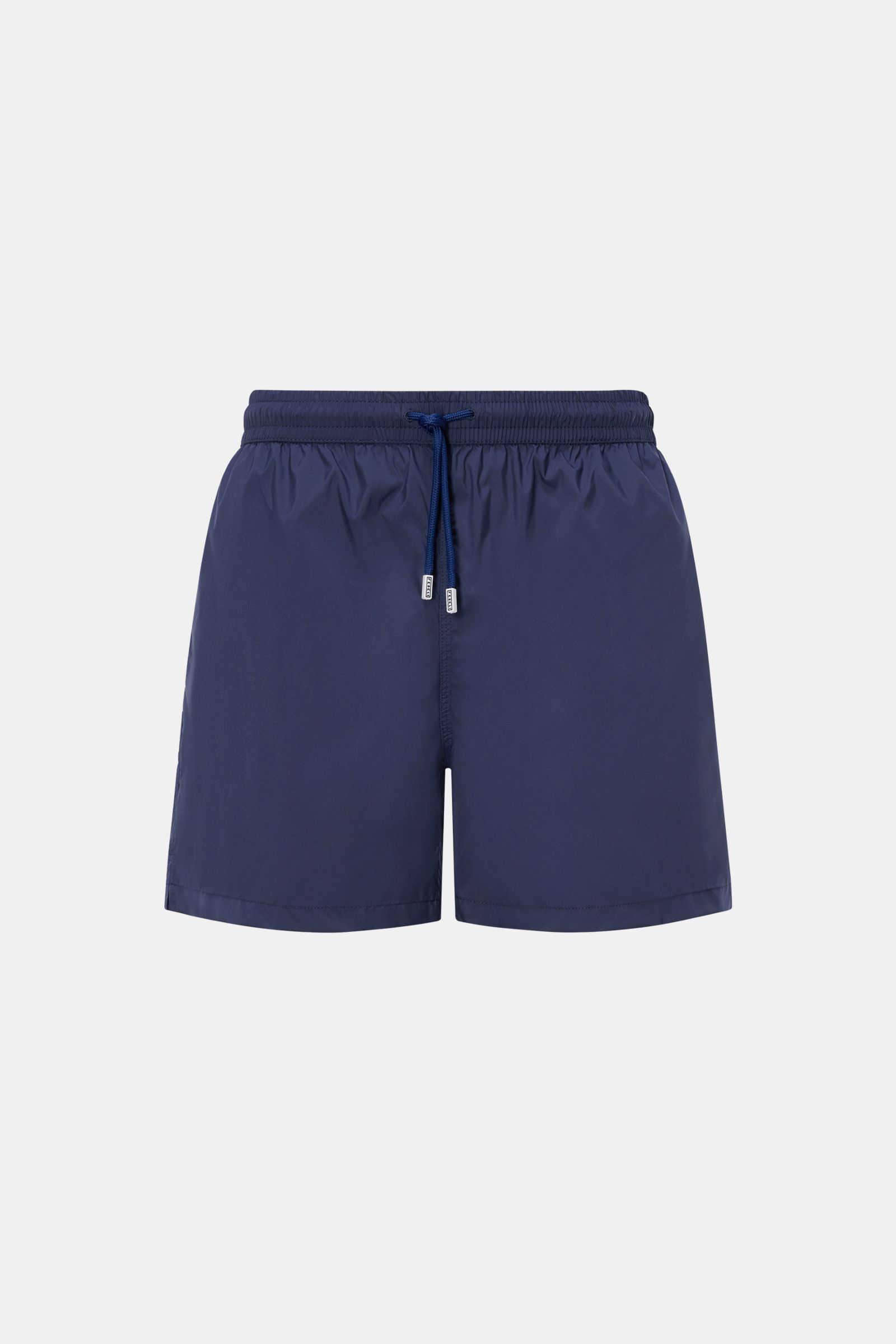 Fedeli Badeshorts 'Madeira Airstop' navy, frontale Ansicht, Regular Fit, elastischer Bund, schnelltrocknende Microfaser, Seitentaschen, Mesh-Innenfutter.