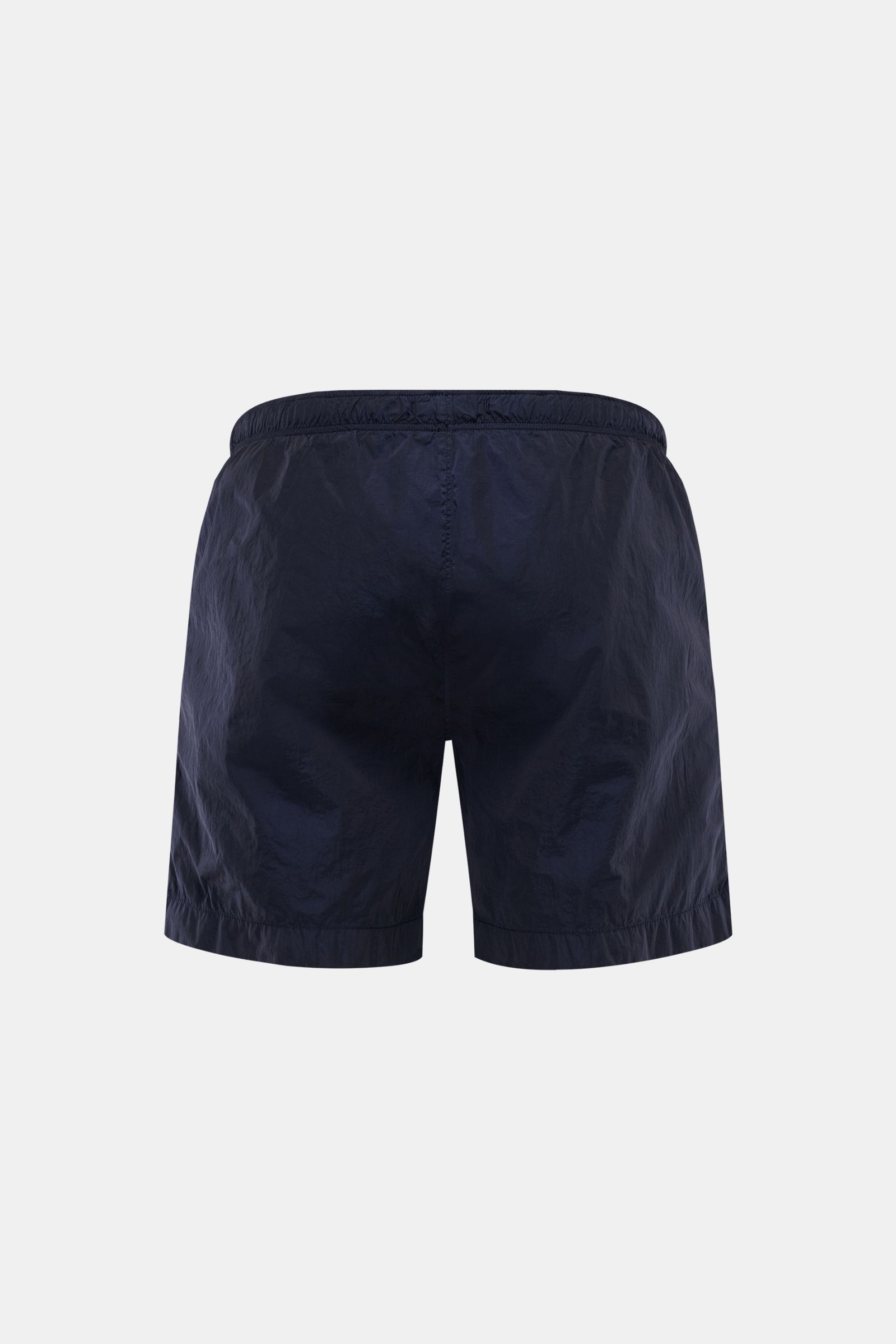 C.P. Company Badeshorts navy, Rückansicht, glänzende Oberfläche, elastischer Bund mit Tunnelzug, Regular Fit, schnell trocknende Microfaser.