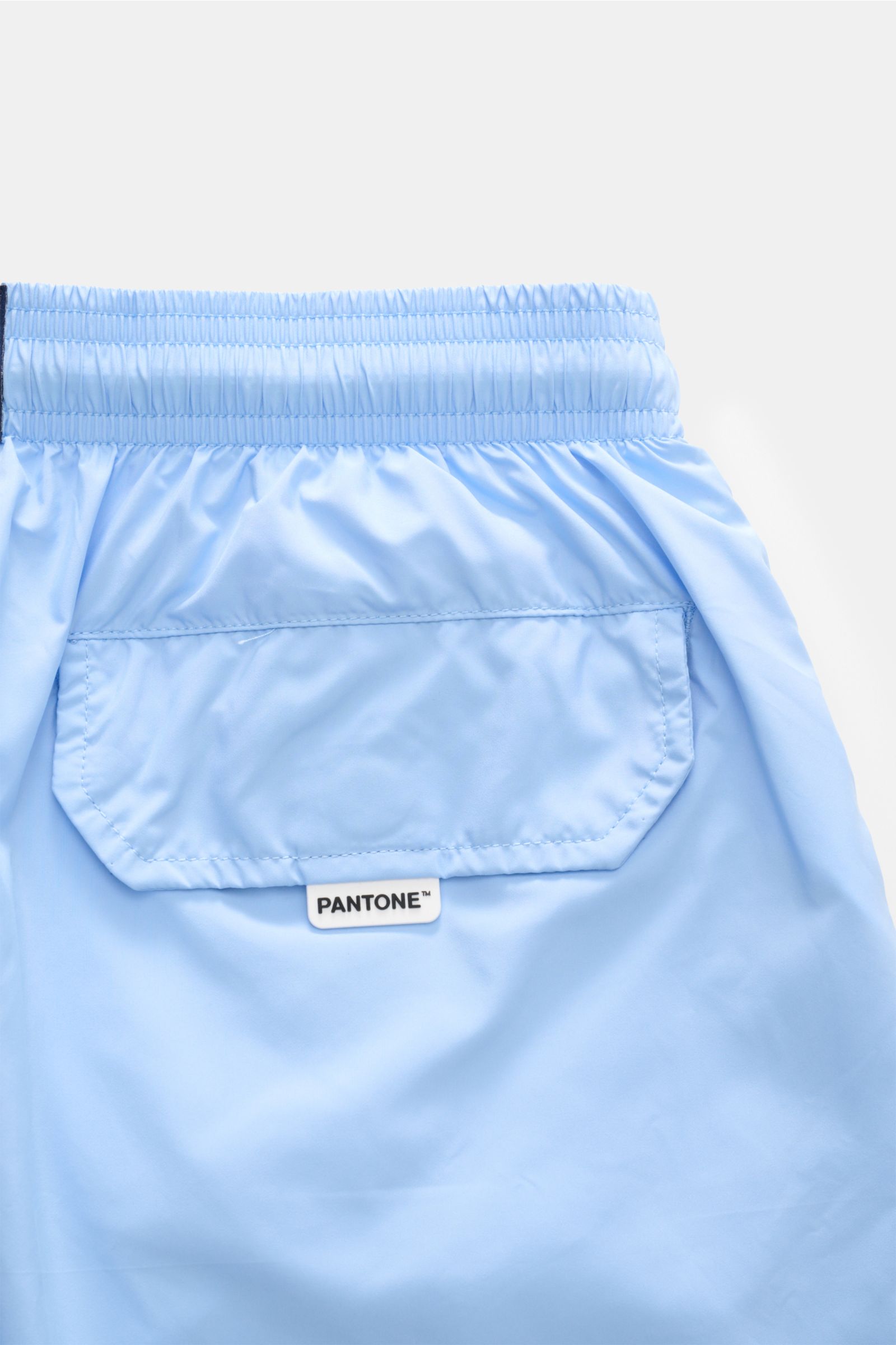 MC2 Saint Barth Badeshorts 'Lightning Pantone' hellblau, Rückansicht mit elastischem Bund, Tasche, Magnetverschluss, Meshfutter, recycelte Microfaser, Regular Fit.