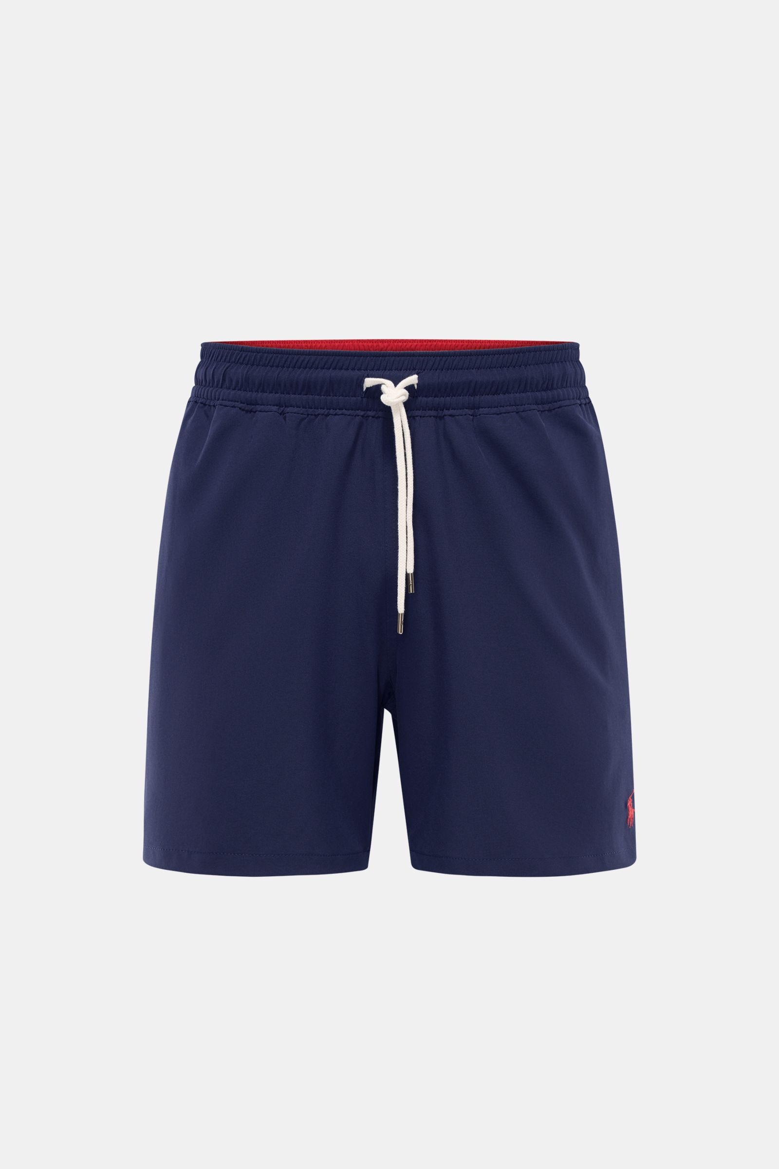 Front view of Polo Ralph Lauren Swim shorts 'Traveler' navy with elasticated waistband, white drawstring, quick-drying microfibre, and signature logo stitching.

Stylish confidence for your travels: These POLO RALPH LAUREN swim shorts are the perfect c