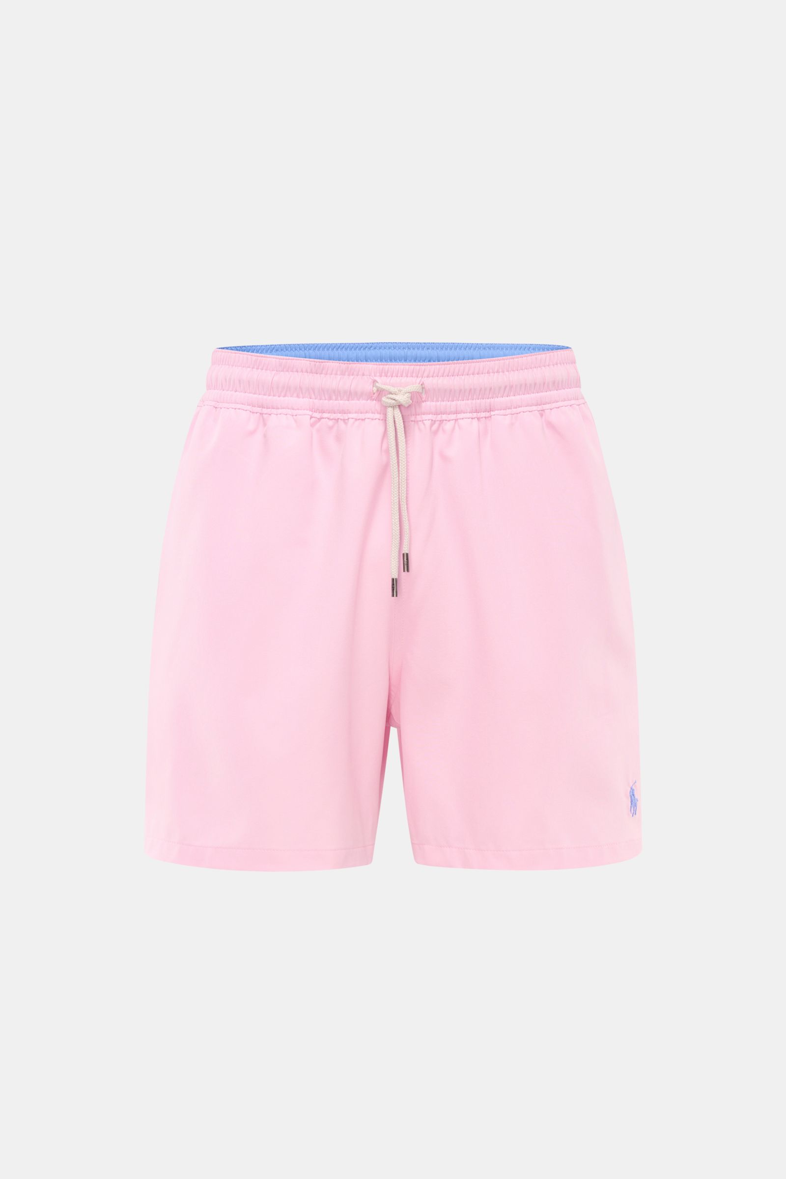 Polo Ralph Lauren Badeshorts 'Traveler' rosé, Frontansicht, Regular Fit, schnelltrocknende Microfaser, elastischer Bund, Taschen, Mesh-Futter, Logo-Stitching.