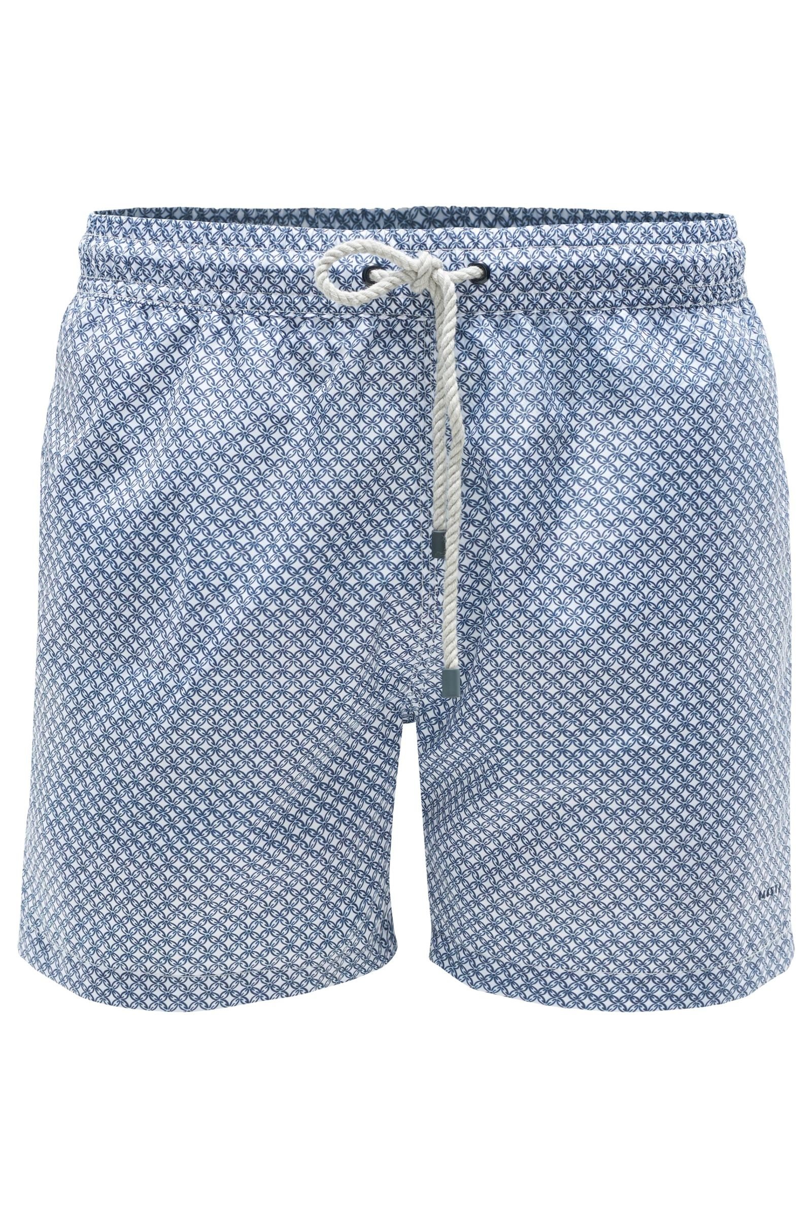 Swim shorts white/grey-blue patterned