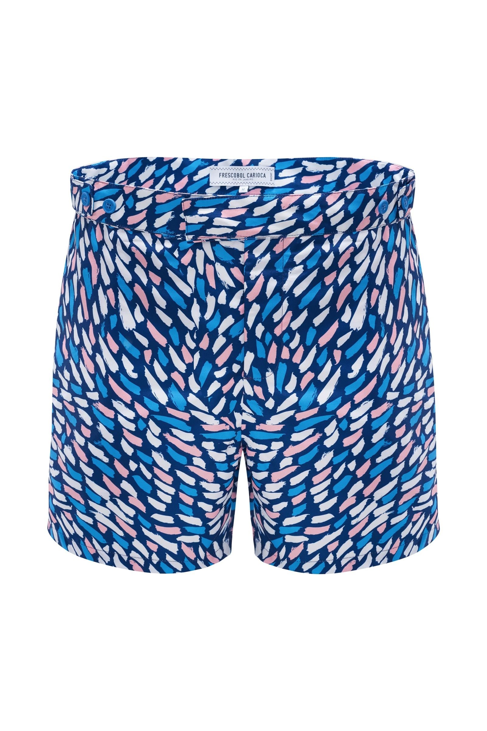 Swim shorts 'Kurumi' blue/rose patterned