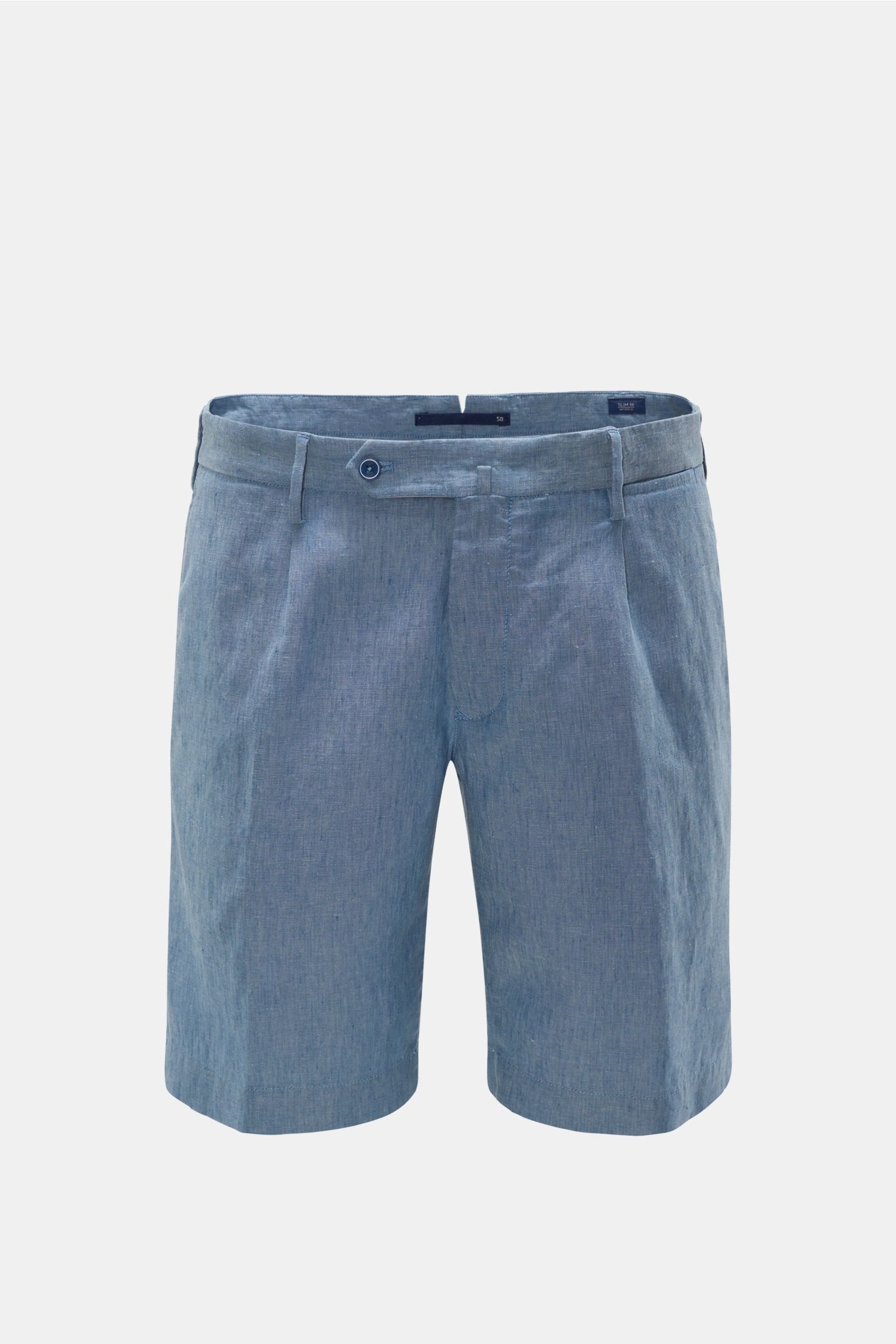 Linen shorts 'Slim Fit' smoky blue