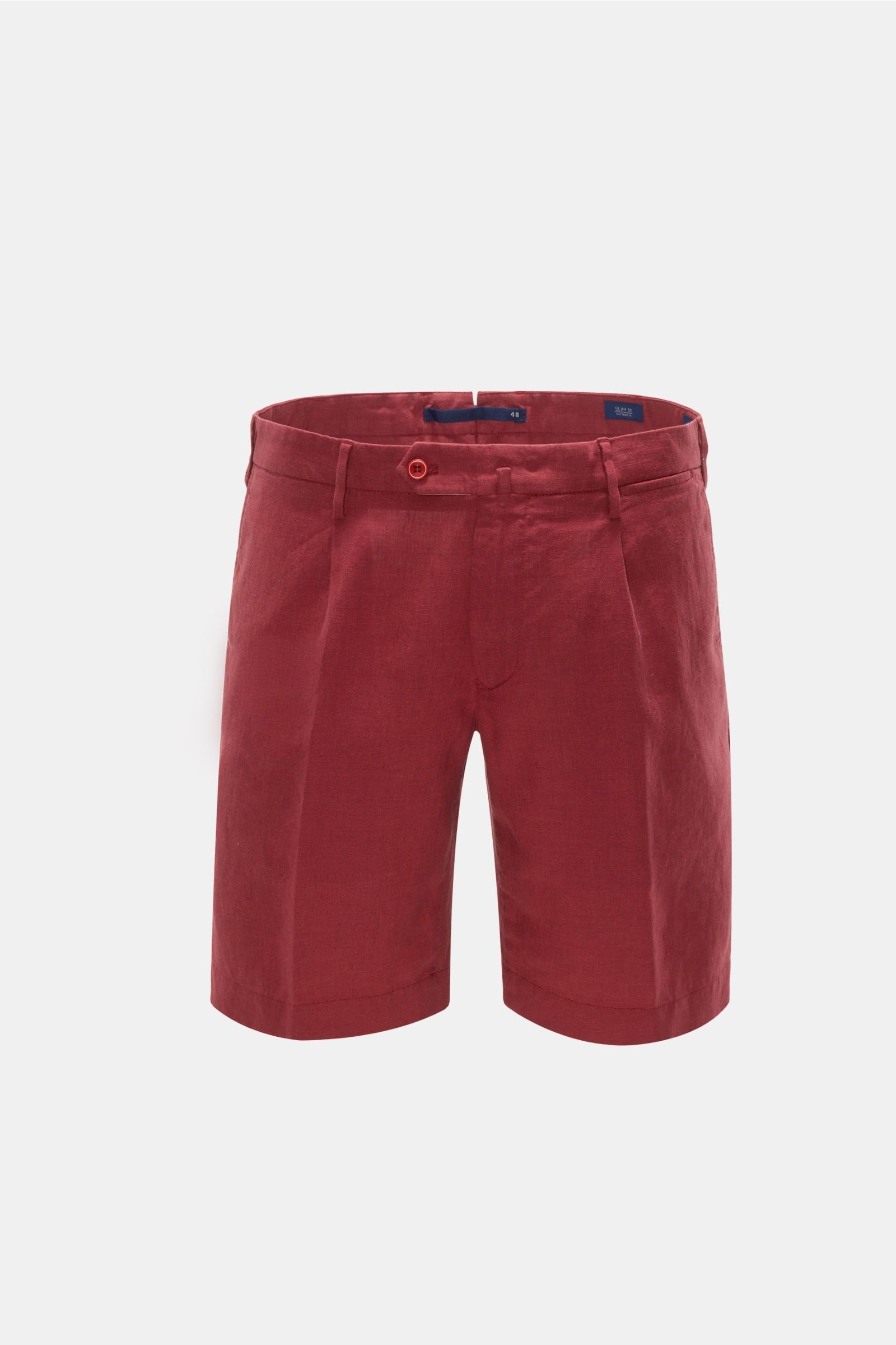 Linen shorts 'Slim Fit' dark red