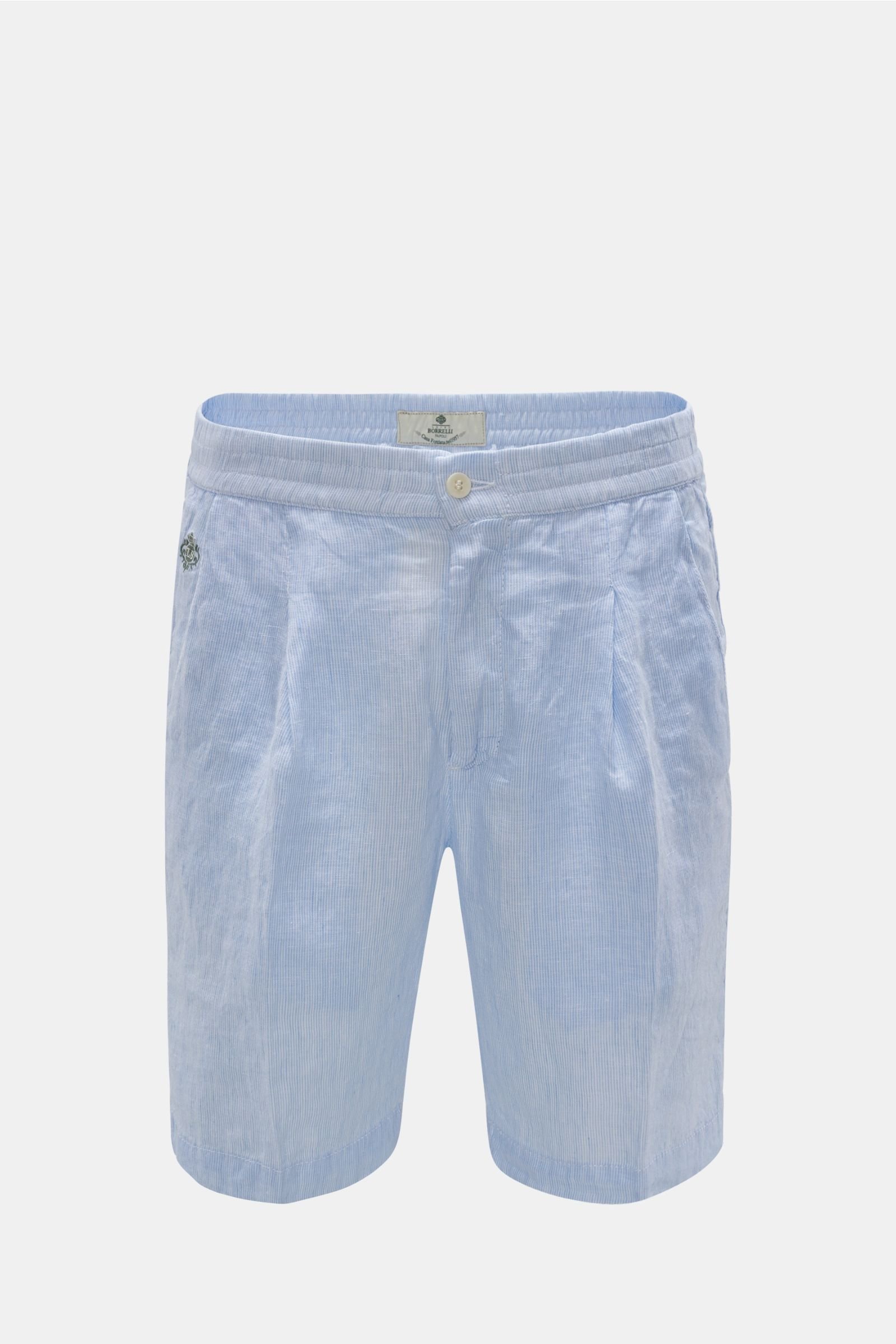Linen Bermuda shorts light blue/white striped