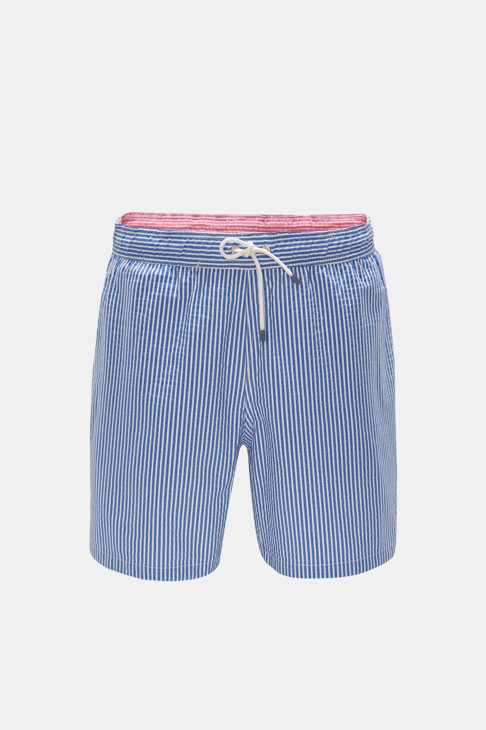 Seersucker swim shorts smoky blue/white striped