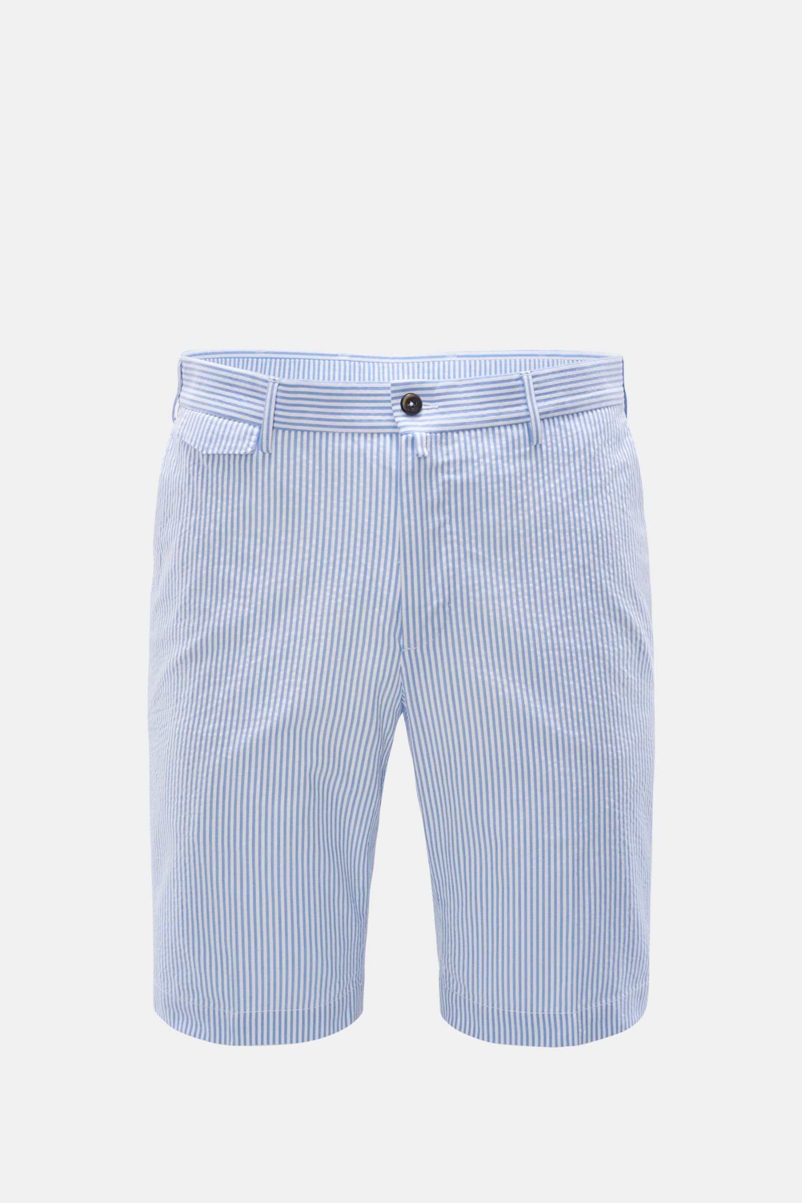 Seersucker Bermuda shorts light blue/white striped