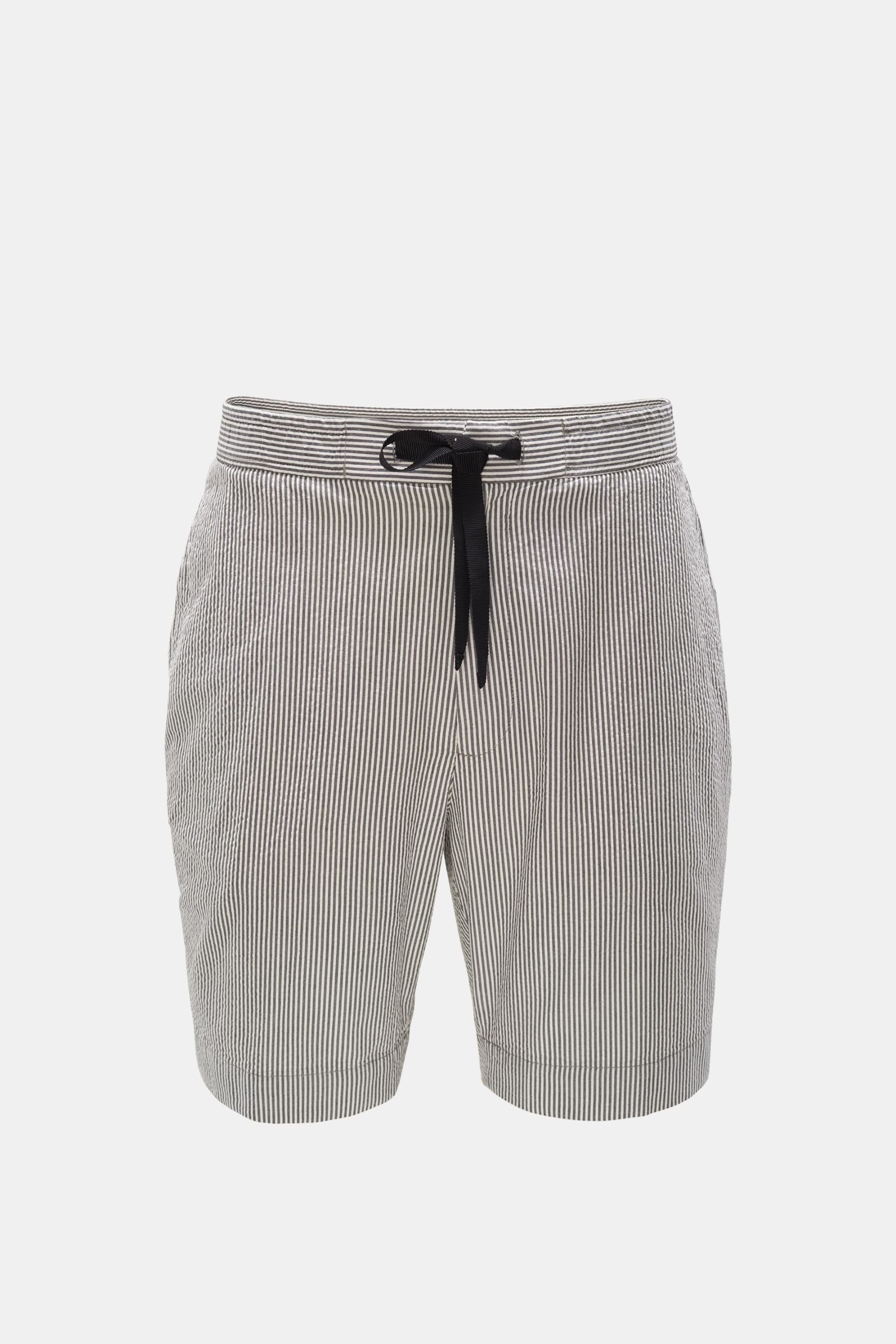Seersucker shorts 'Phil' anthracite/white striped