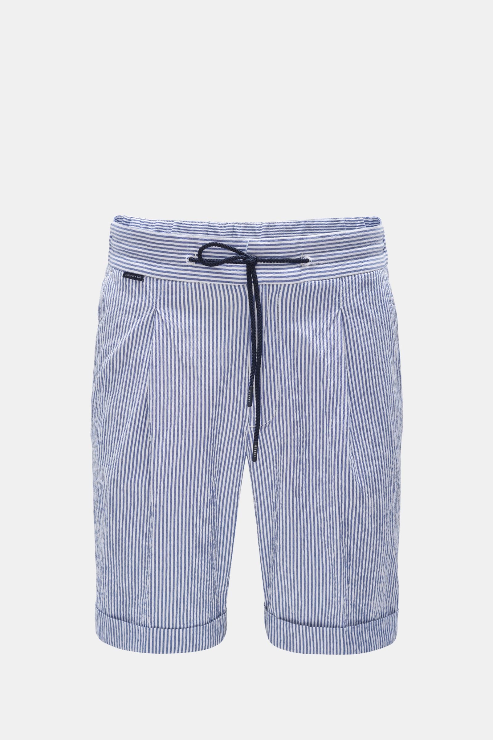 Seersucker Bermuda shorts grey-blue/white striped
