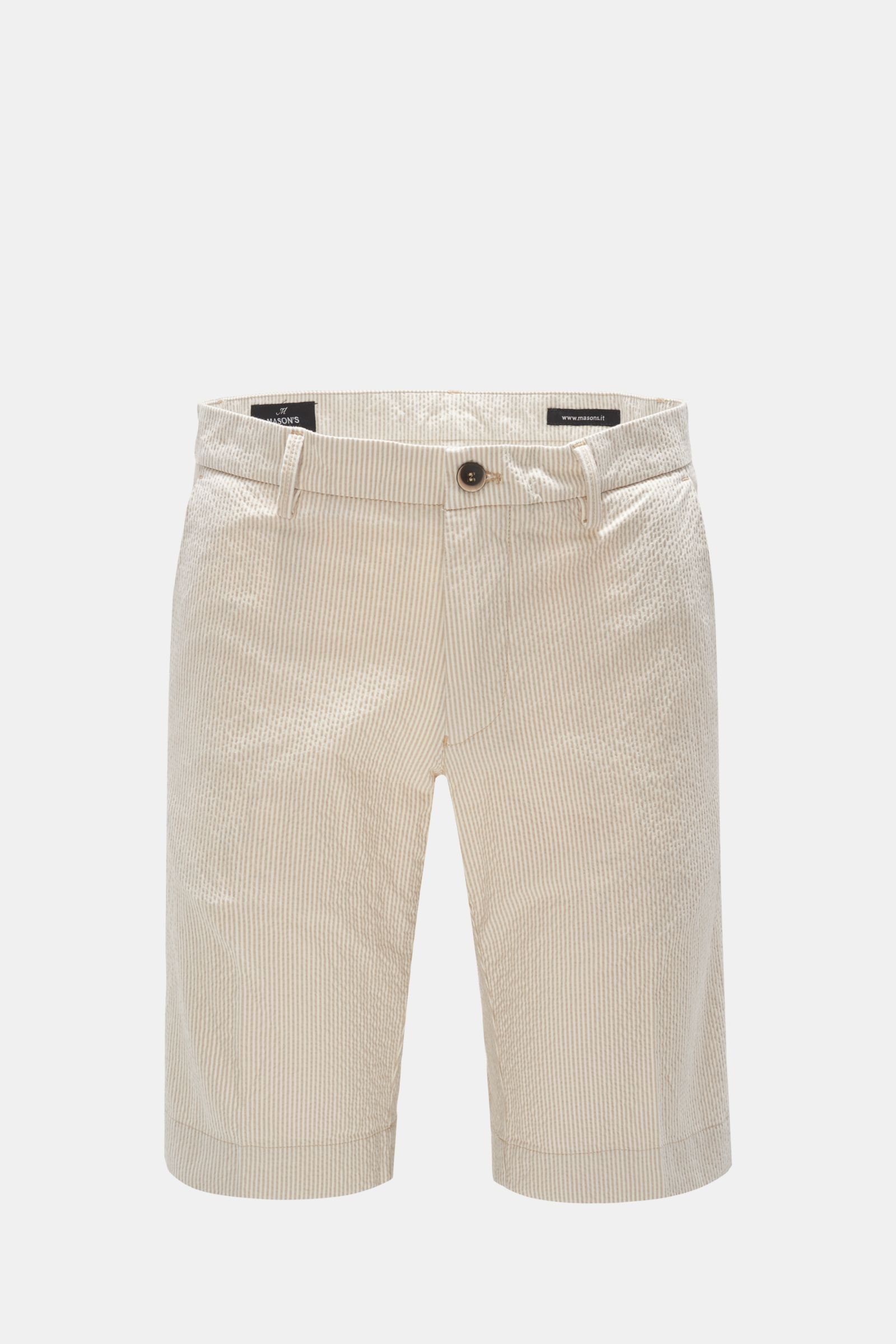 Seersucker bermuda shorts 'Torino' beige and white stripes