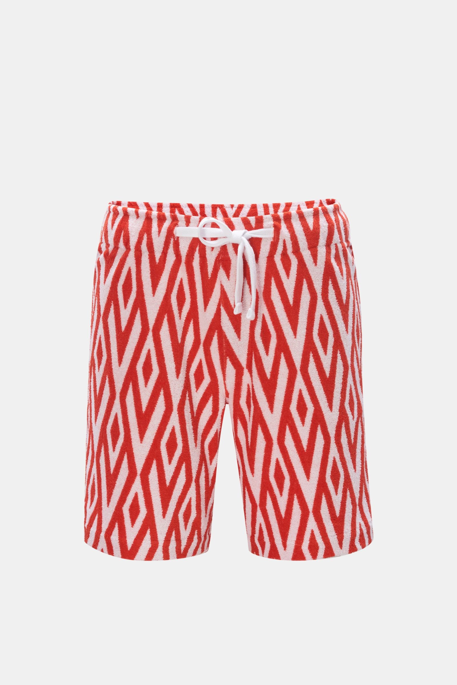 Terry shorts 'Trevone Cano Jacquard' red/white patterned