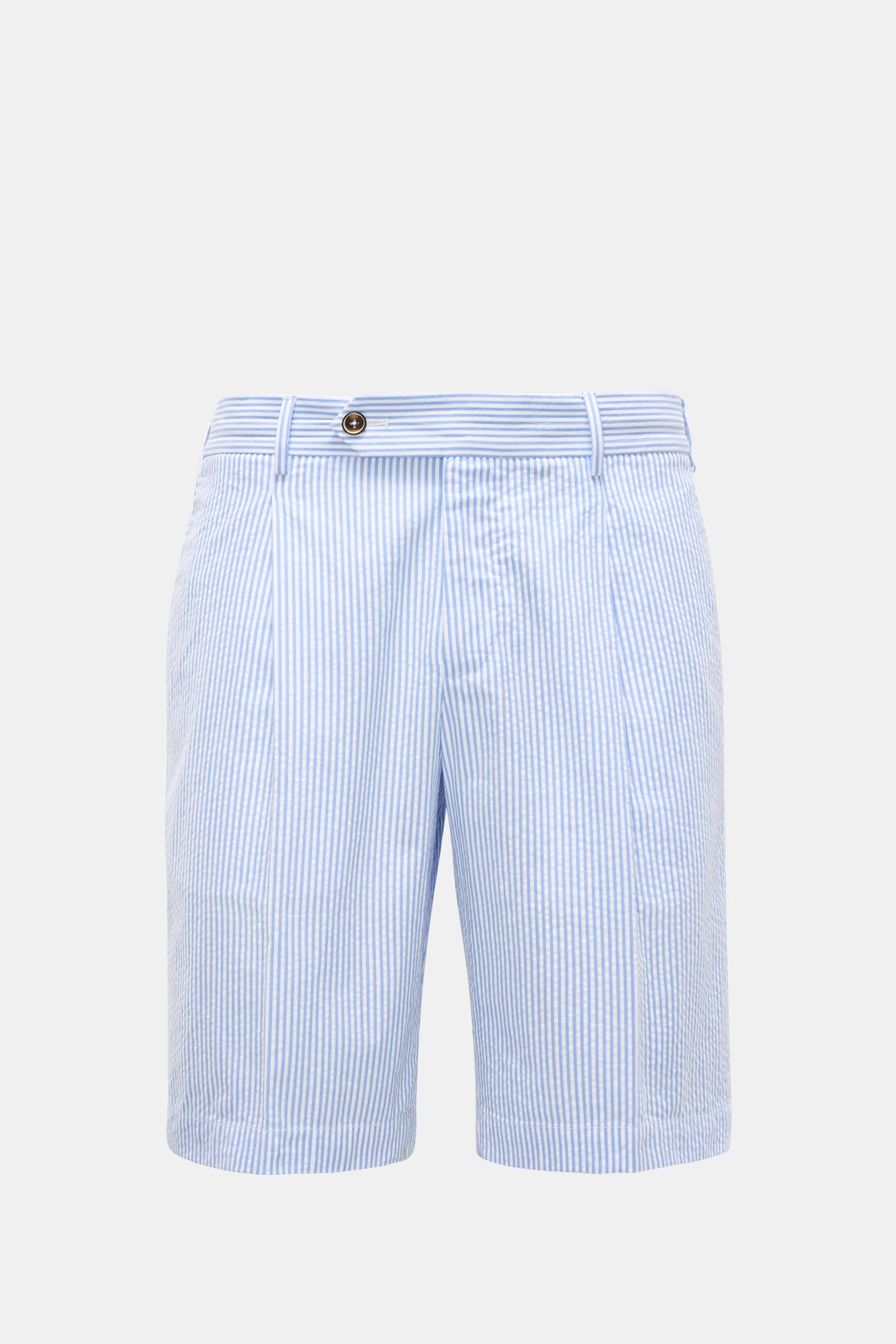 Seersucker Bermuda shorts light blue/white striped