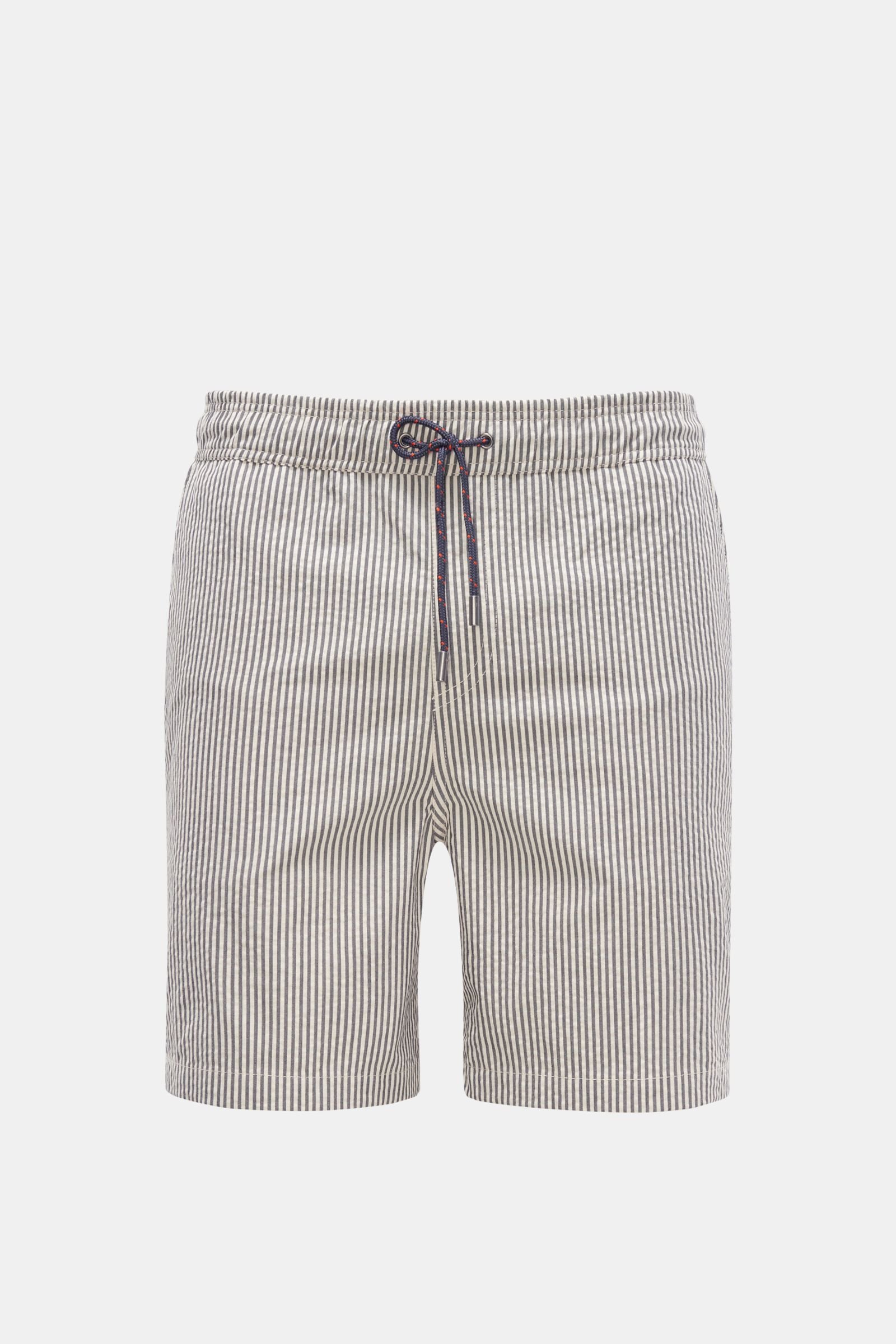 Seersucker shorts dark grey/off-white striped