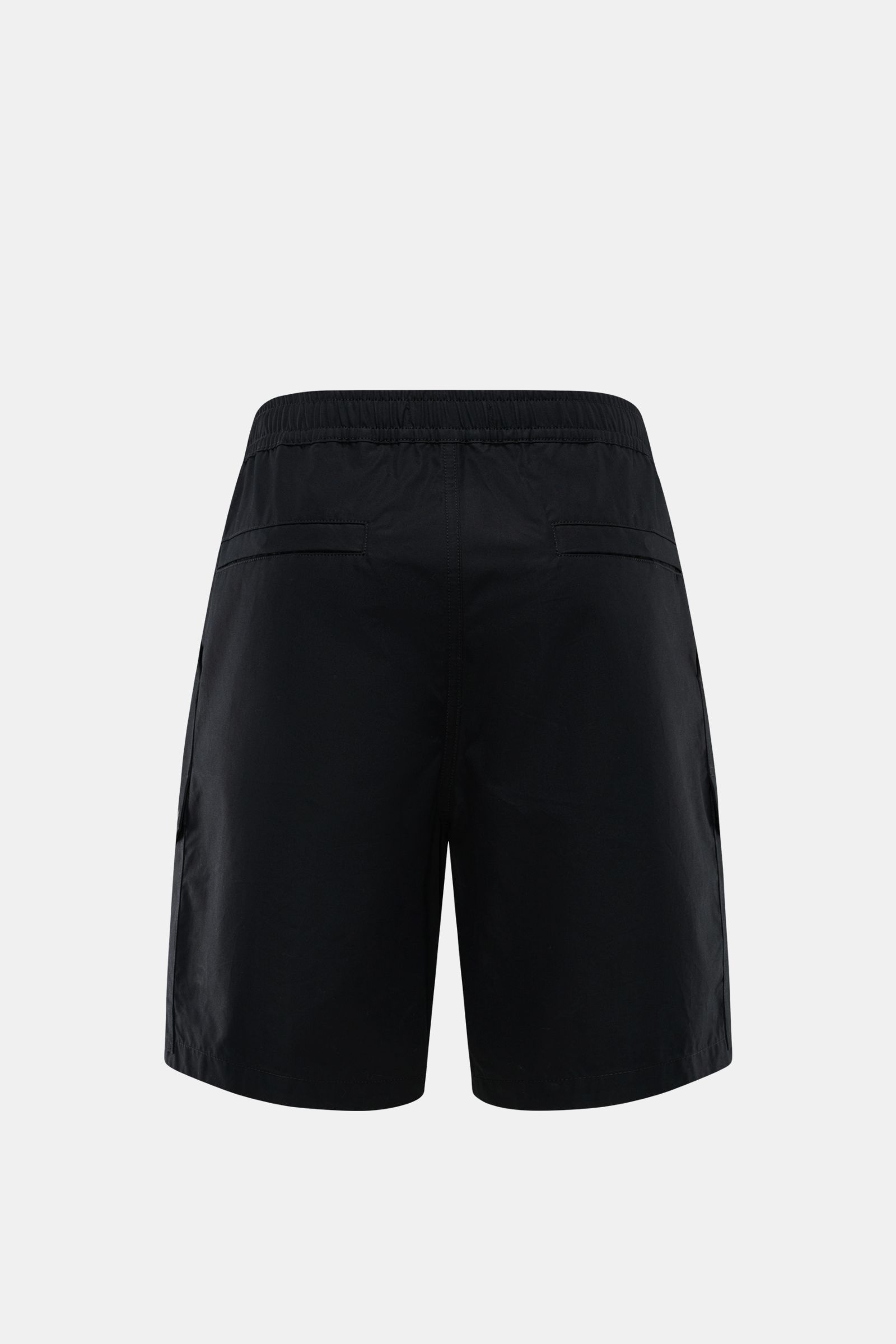 Rear view of Stone Island Shorts 'Ghost' black in pure cotton with elastic waistband, four front and jetted back pockets, and signature badge.

Description: Modern utility design: These STONE ISLAND shorts from the 'Ghost' Capsule Collection are timele