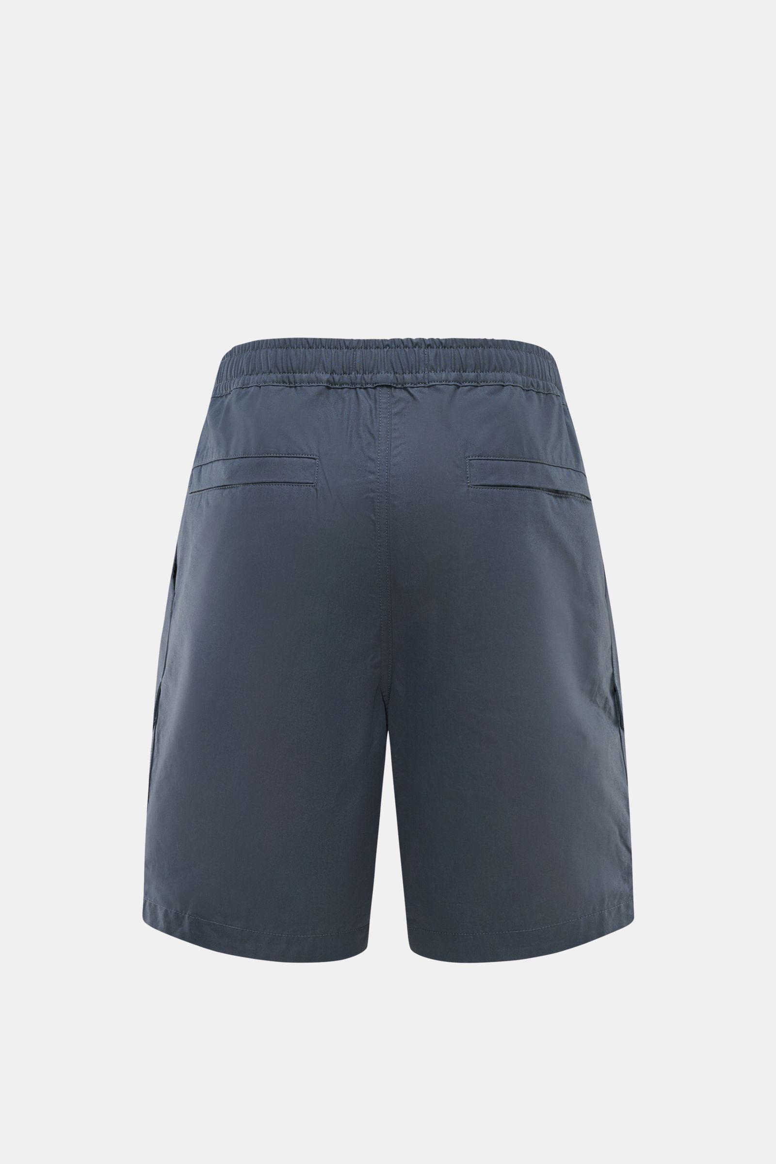 Rear view of Stone Island Shorts 'Ghost' grey-blue, showing elasticated waistband, jetted back pockets, and regular fit in soft pure cotton.

Description:
Modern utility design: These STONE ISLAND shorts from the 'Ghost' Capsule Collection are timeless